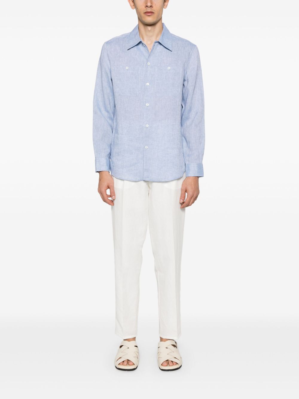 BRUNELLO CUCINELLI Men's Linen Shirt with Two Chest Pockets - SS25 Collection