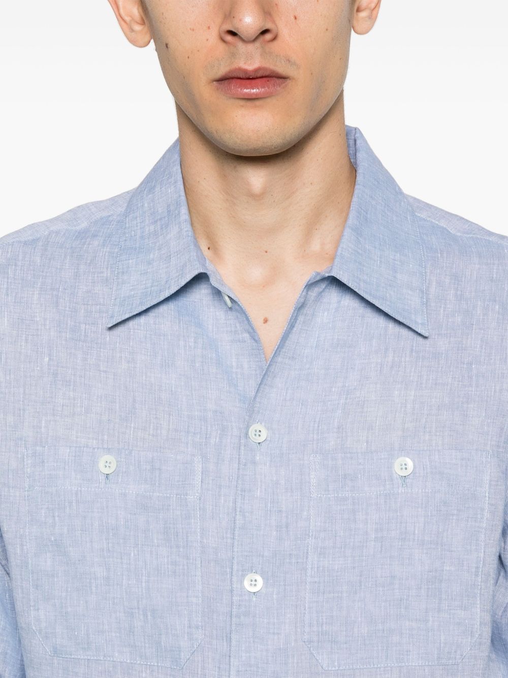 BRUNELLO CUCINELLI Men's Linen Shirt with Two Chest Pockets - SS25 Collection