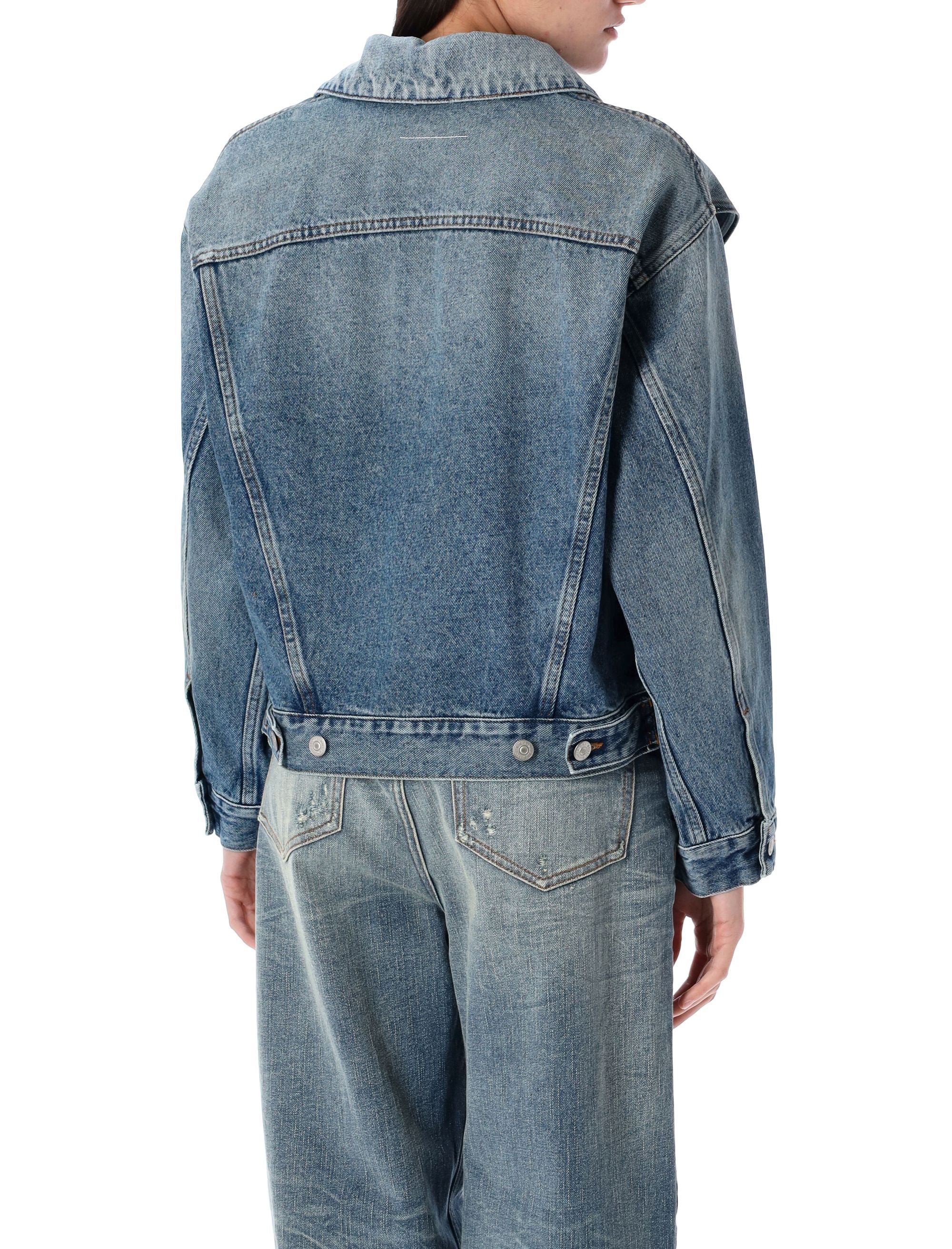 MM6 MAISON MARGIELA Women's Relaxed Fit Denim Jacket with Adjustable Waist