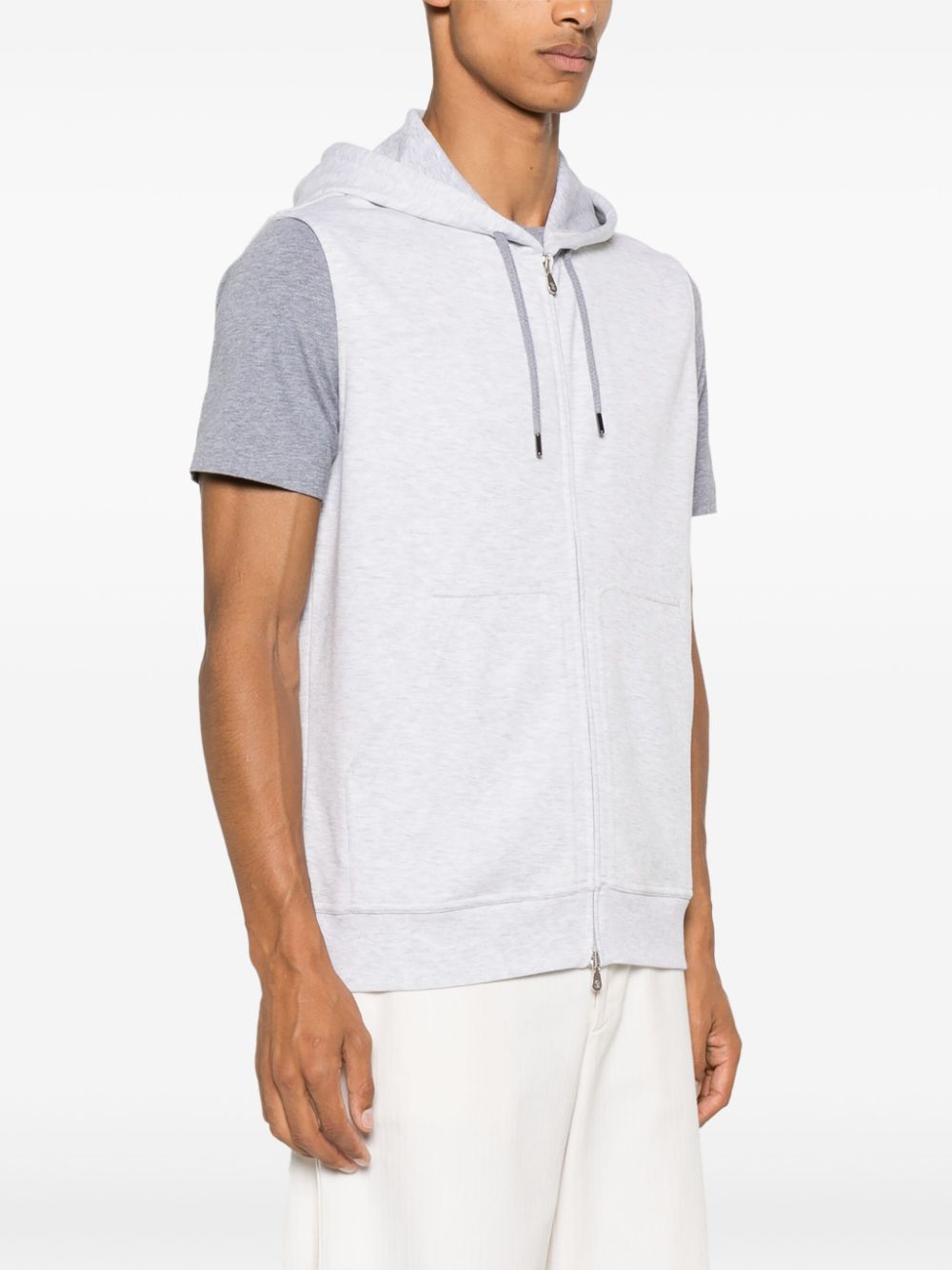 BRUNELLO CUCINELLI Sleeveless Hoodie with Two-Way Zip and Pouch Pockets