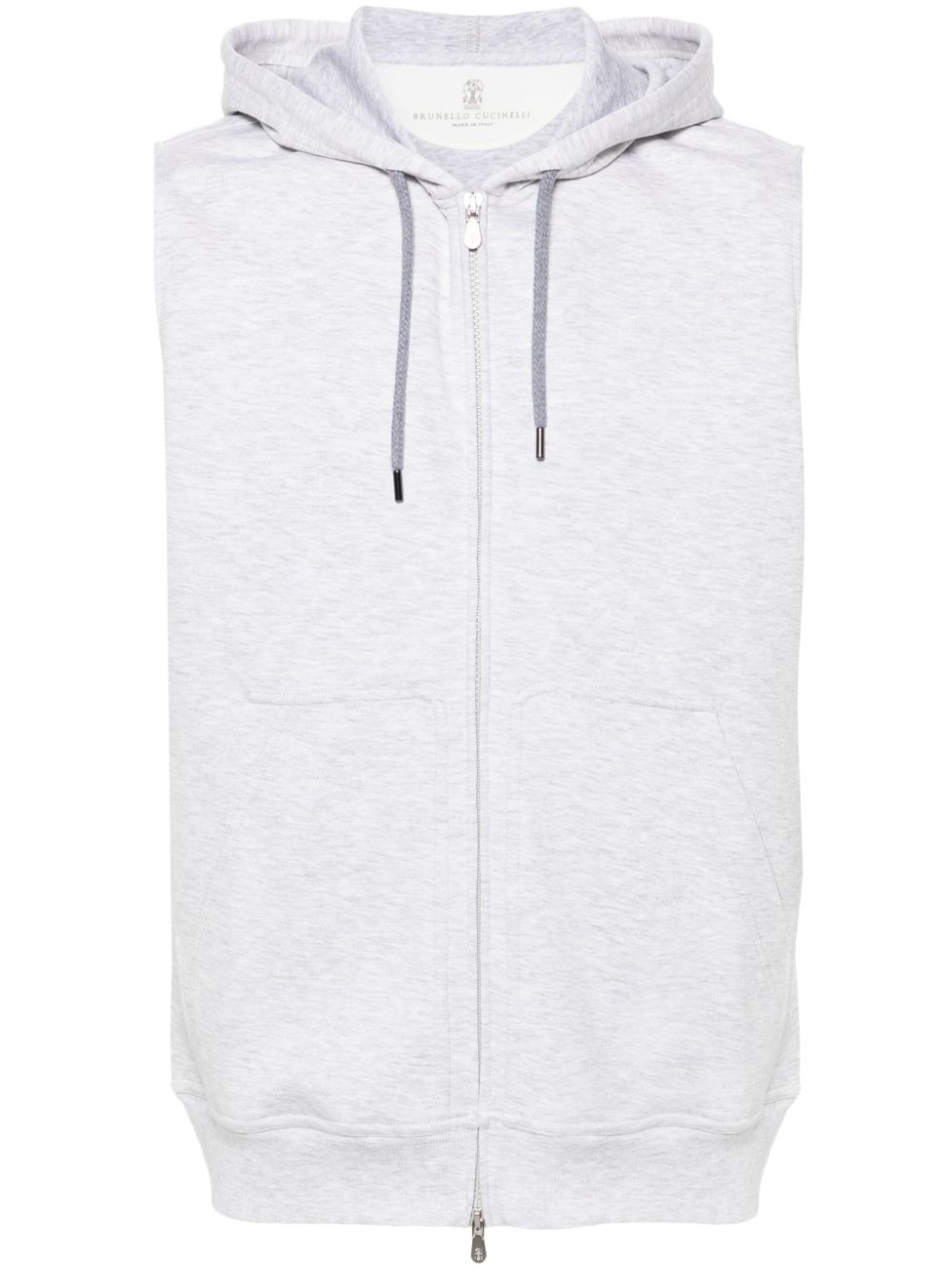BRUNELLO CUCINELLI Sleeveless Hoodie with Two-Way Zip and Pouch Pockets