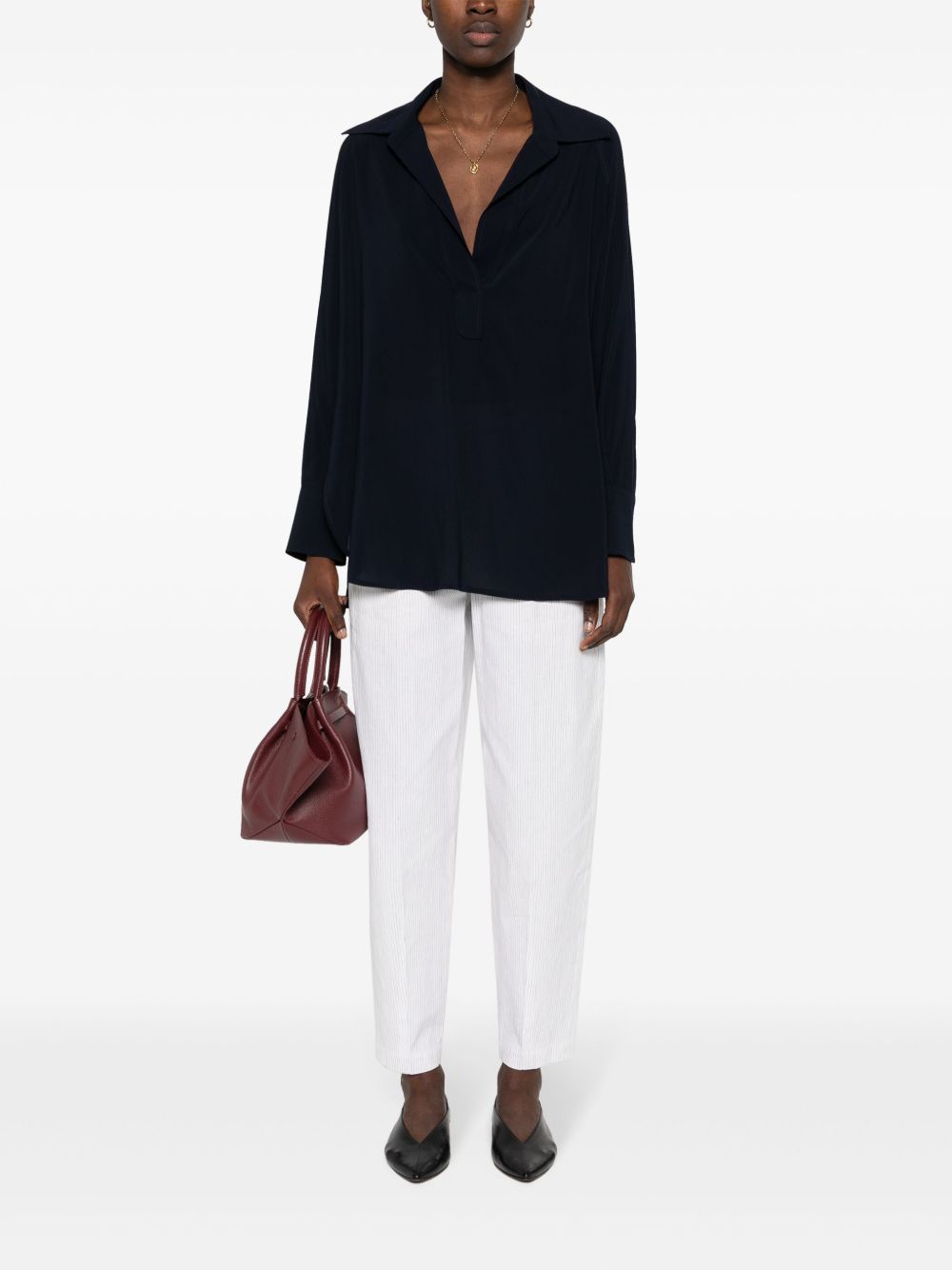 ALBERTO BIANI Georgette Blouse with Classic Collar and Long Sleeves