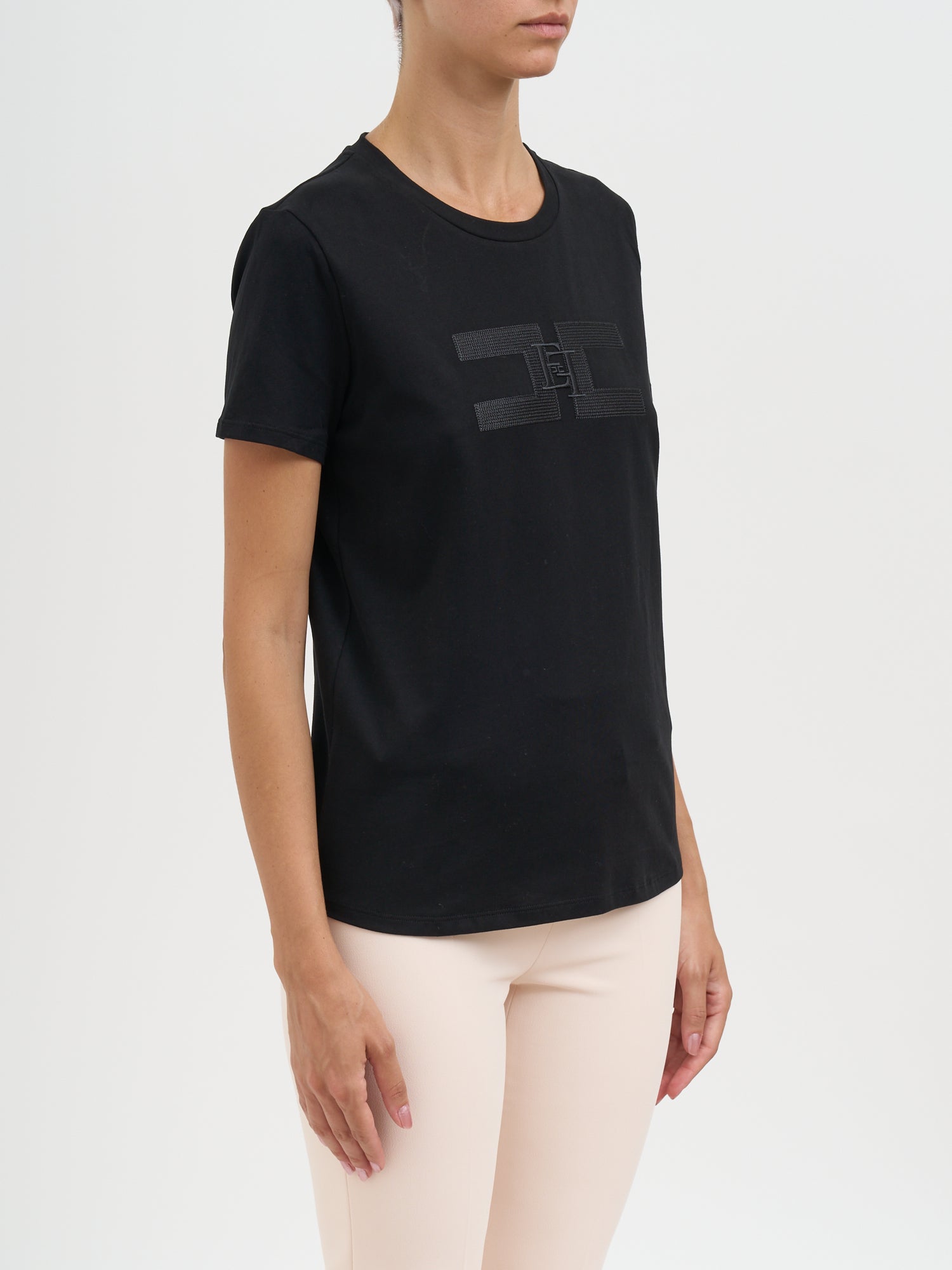 ELISABETTA FRANCHI Crew Neck Cotton T-Shirt - 66 cm Length for Size 40