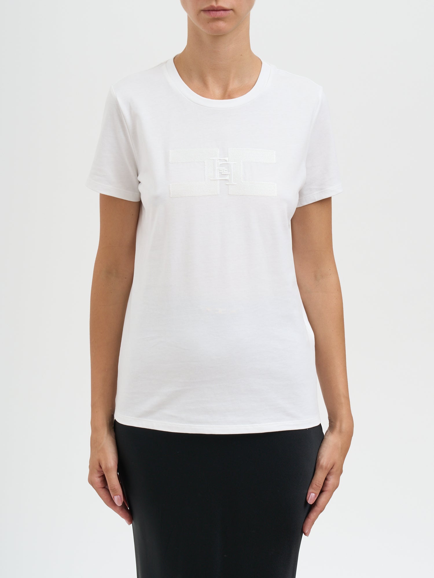 ELISABETTA FRANCHI Crew Neck Cotton T-Shirt - Size 40