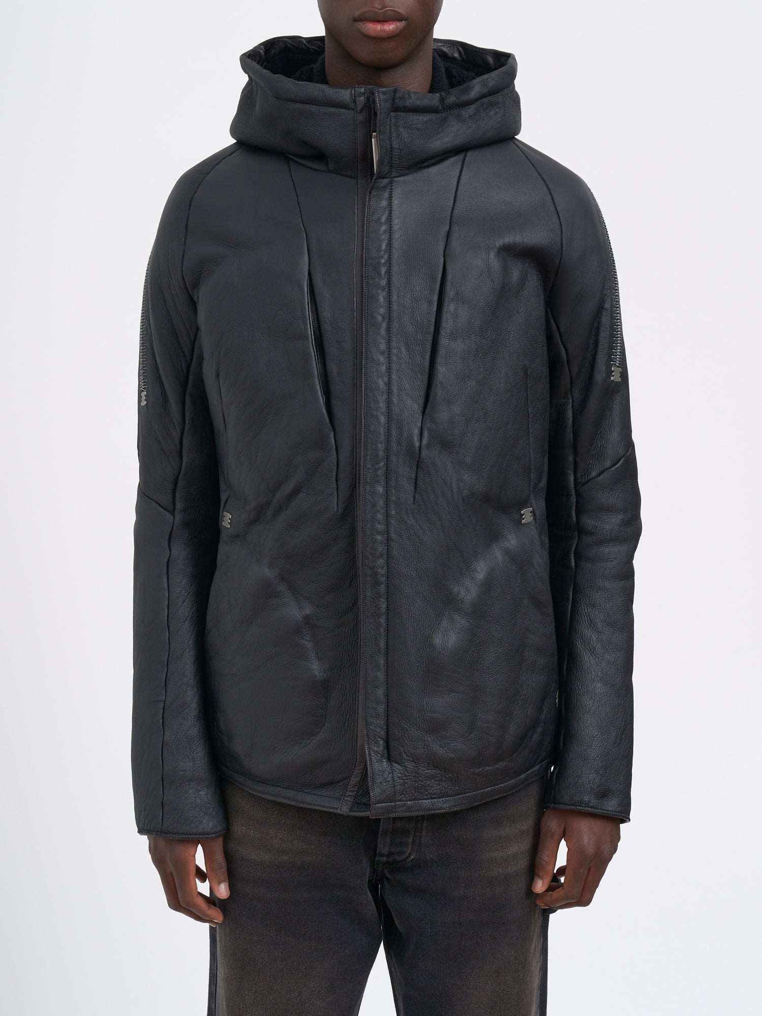 ISAAC SELLAM Men's Sheepskin Jacket with Hood - Size L