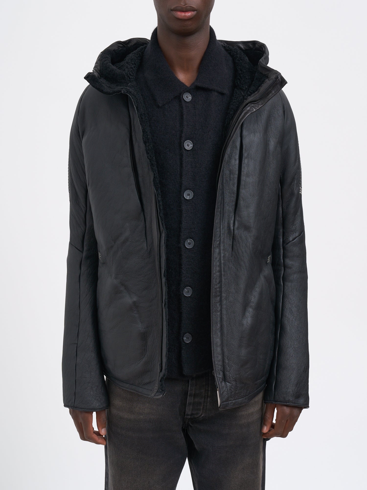 ISAAC SELLAM Men's Sheepskin Jacket with Hood - Size L