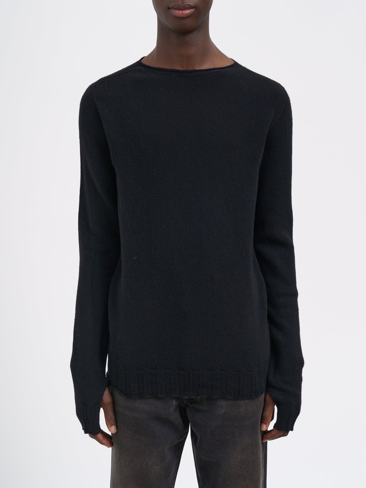 MD75 Wool Crew Neck Sweater with Finger Holes - Size M