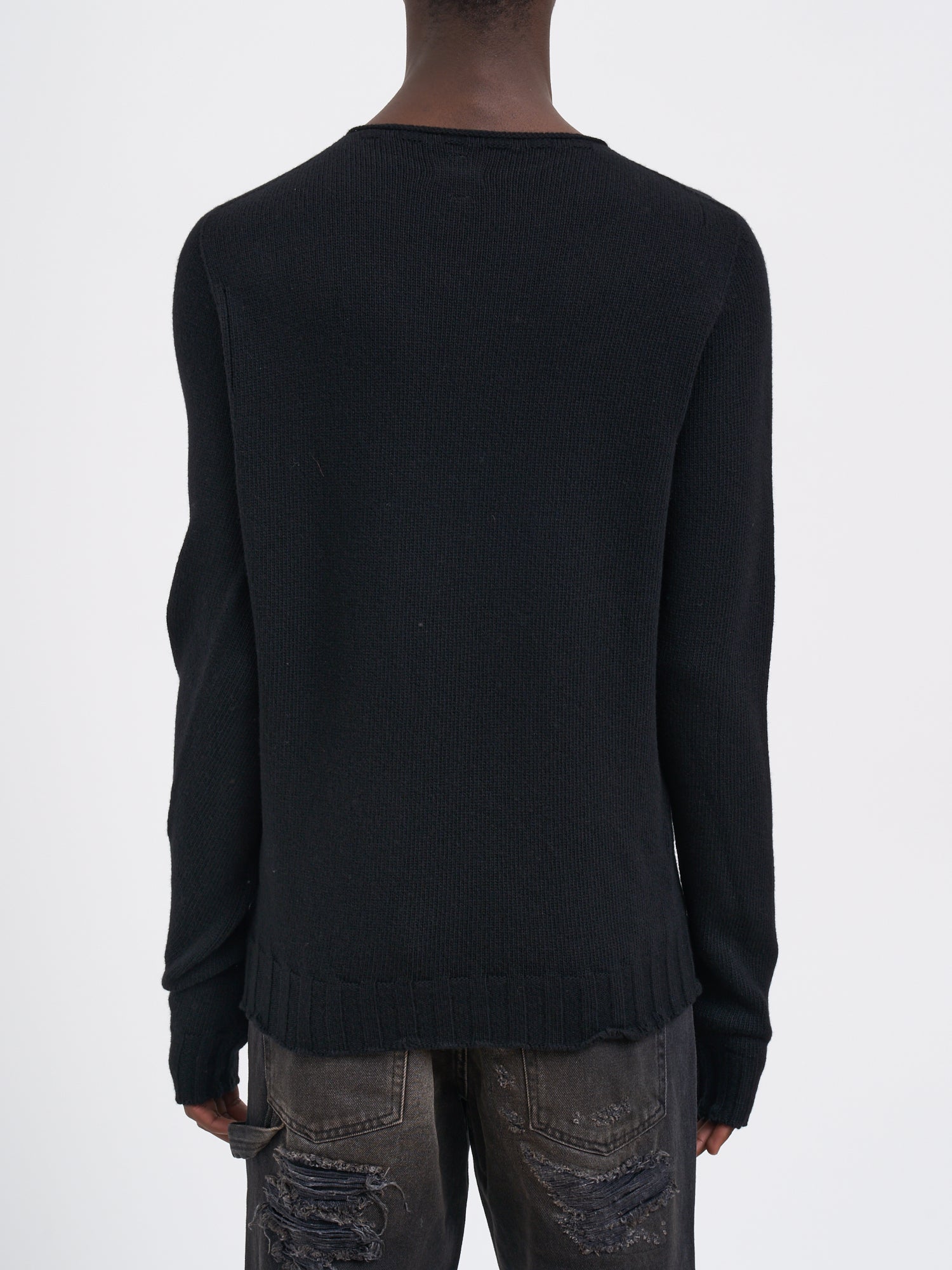 MD75 Wool Crew Neck Sweater with Finger Holes - Size M