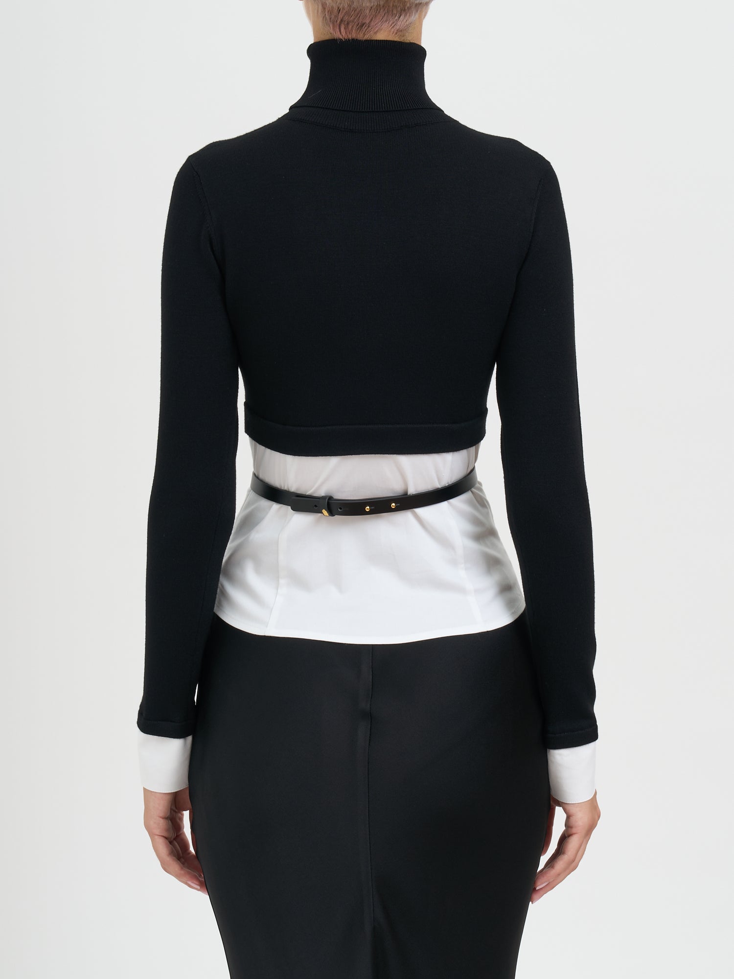 ELISABETTA FRANCHI High Neck Shirt with Logo Belt - Size 40