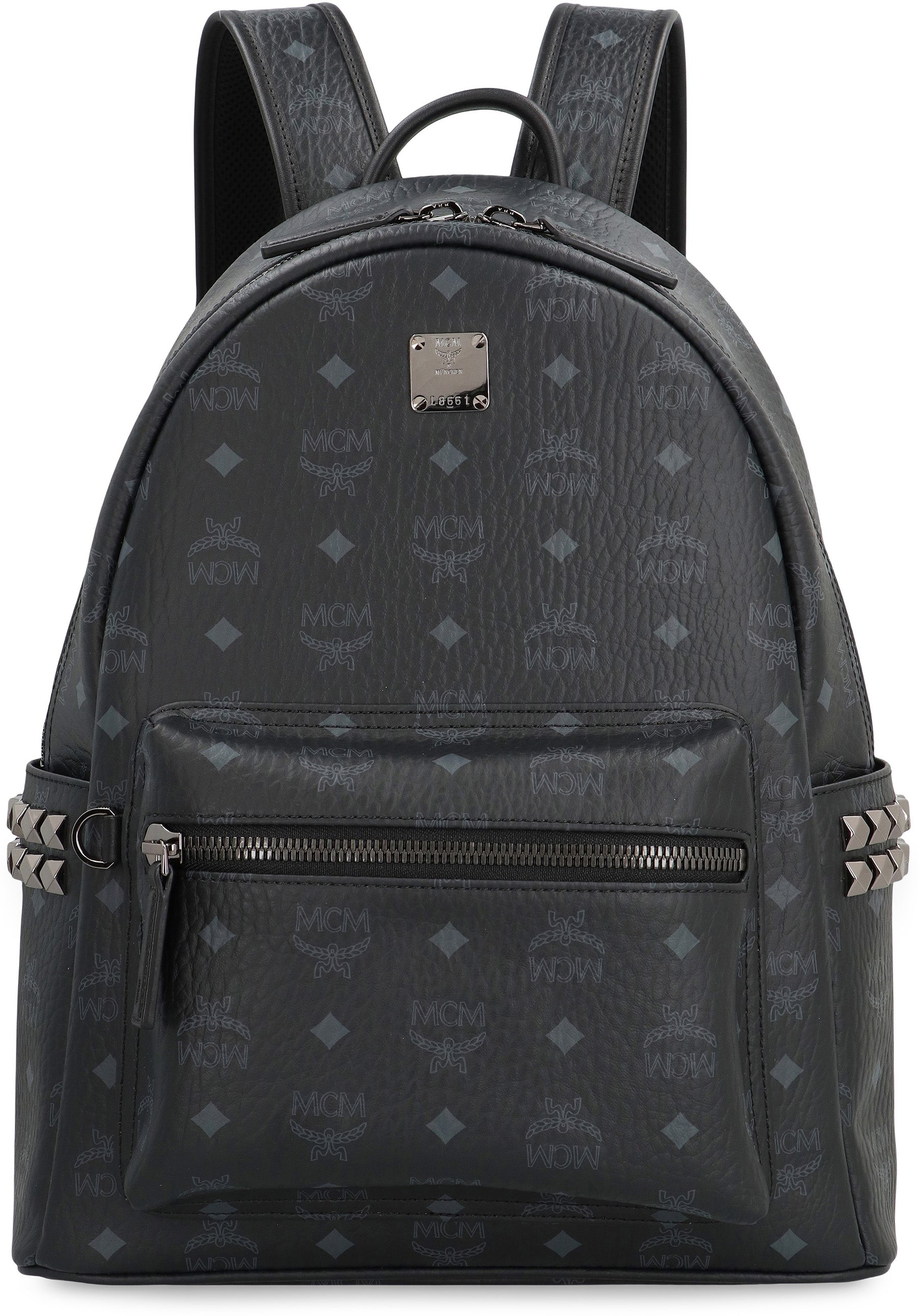 MCM Monogram Print Stark Side Studs Mini Backpack