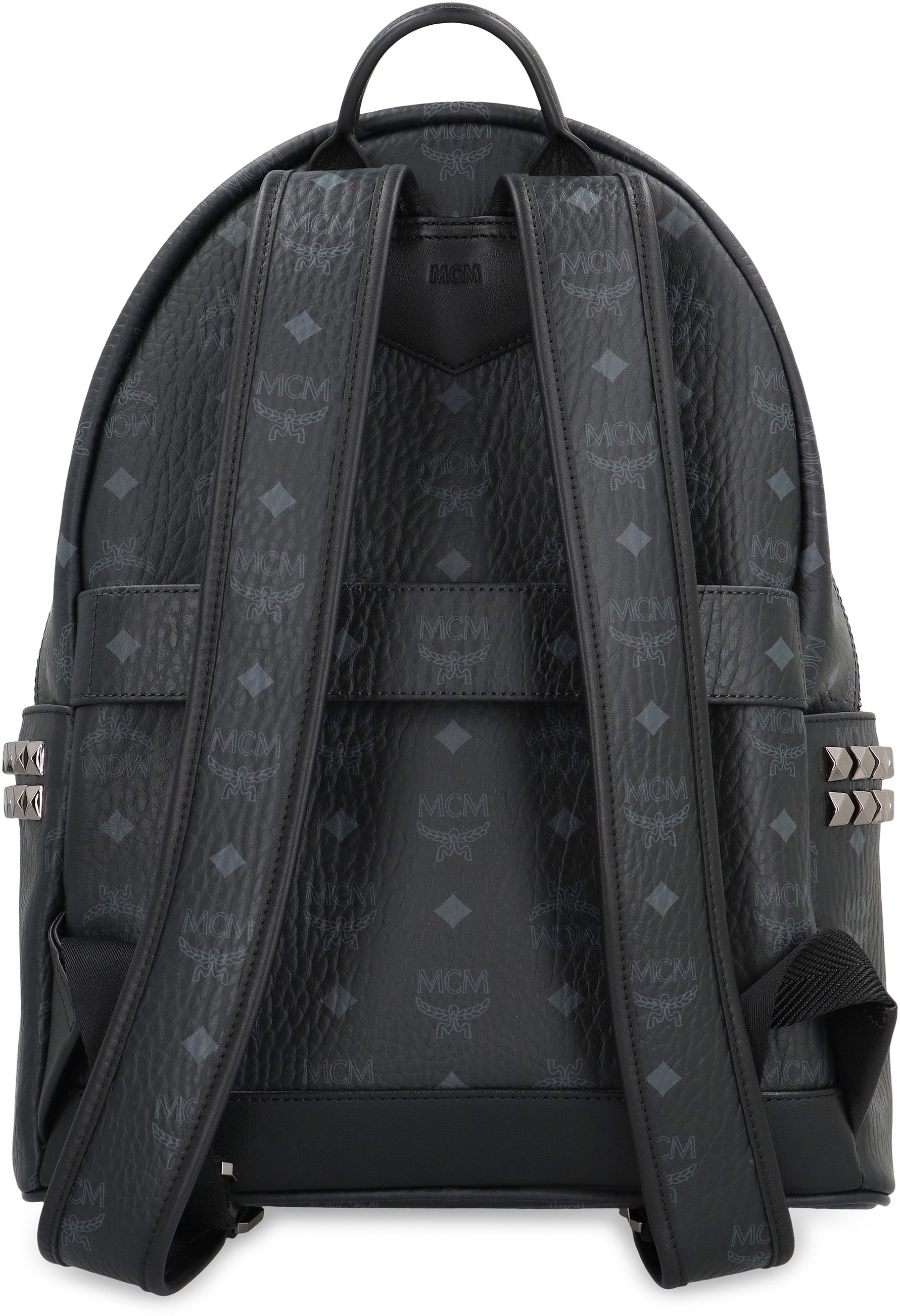 MCM Monogram Print Stark Side Studs Mini Backpack