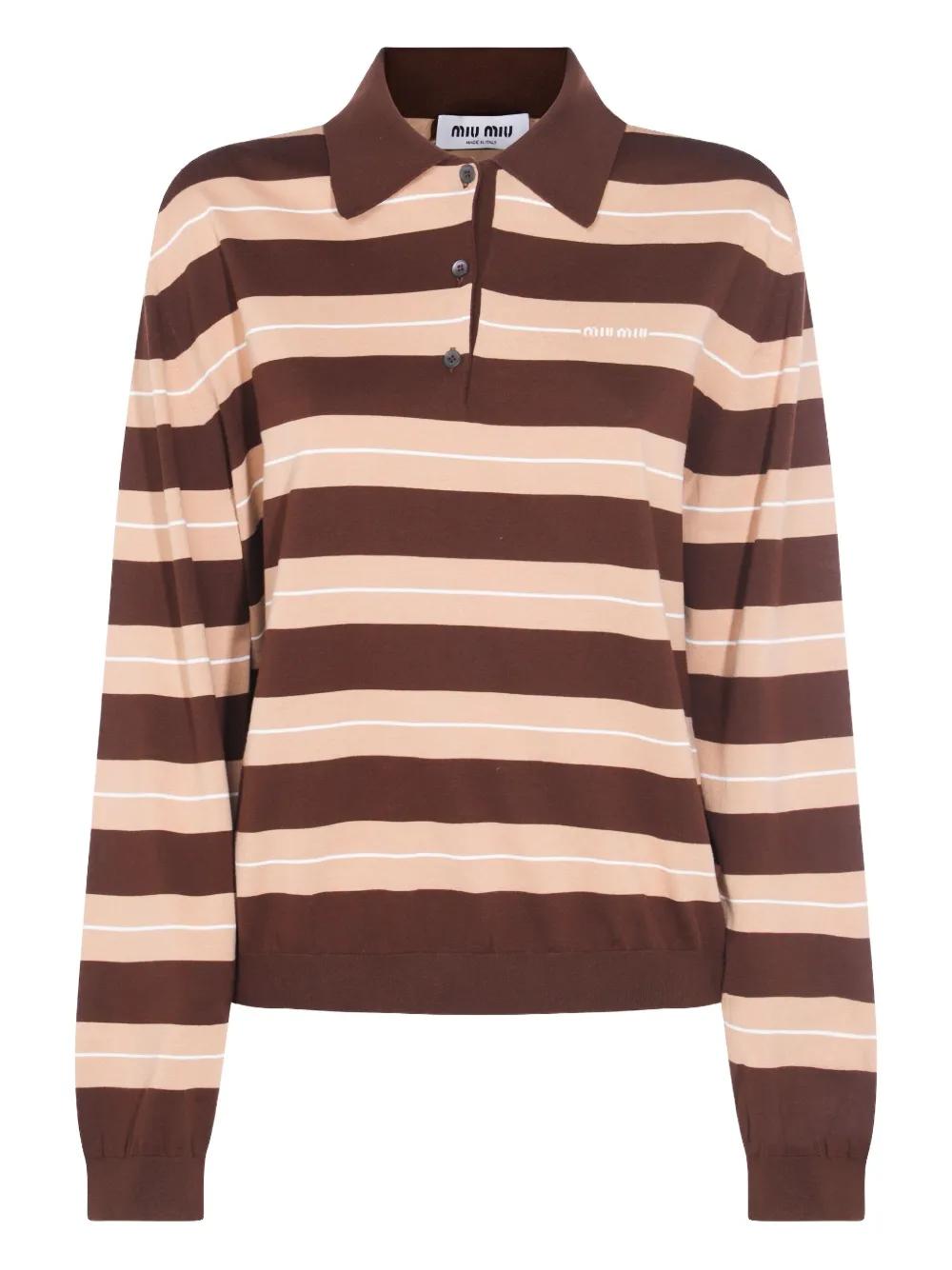MIU MIU Striped Polo Shirt for Women