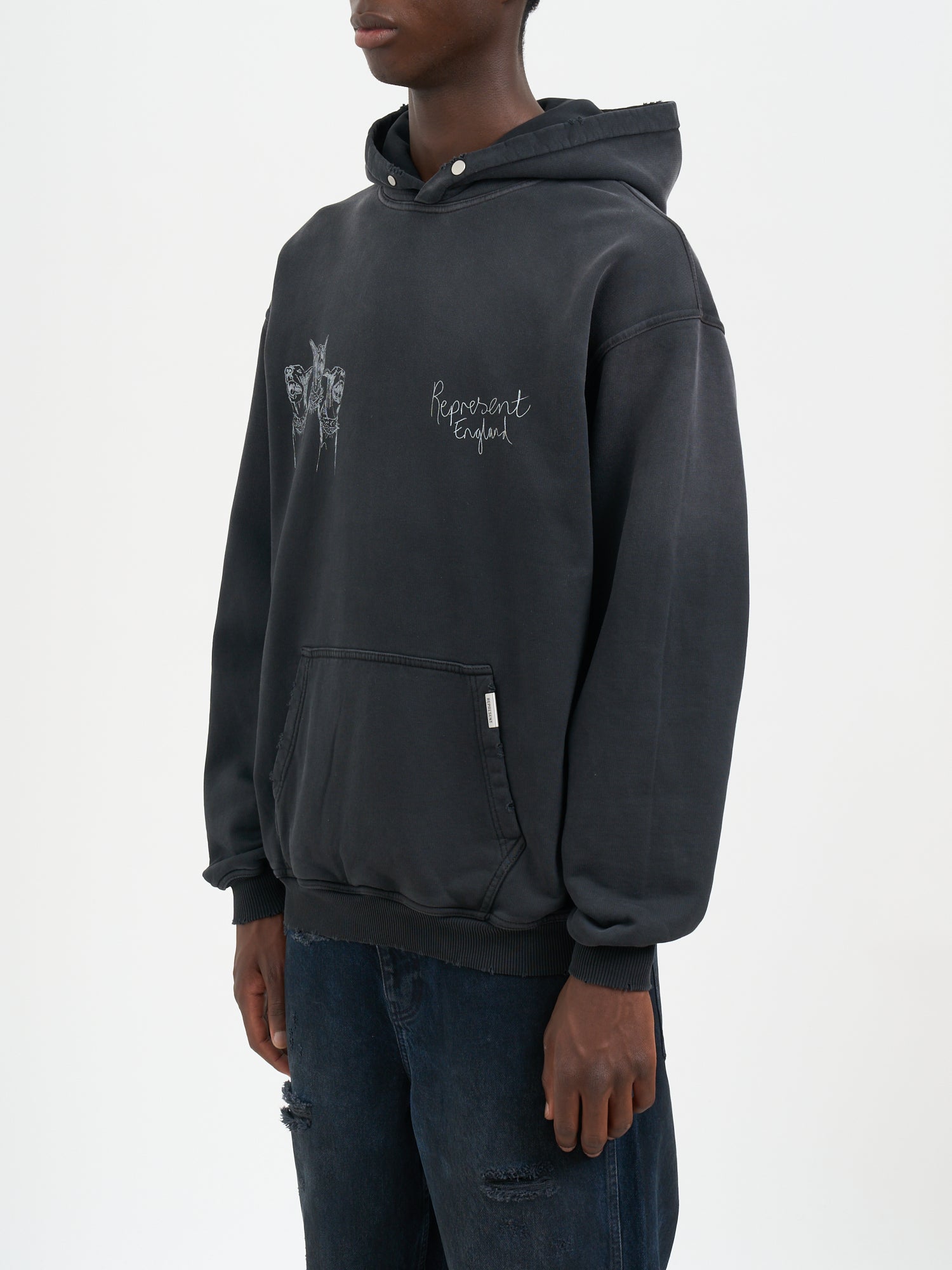 REPRESENT Oversized Hand Draw Thoroughbred Hooded Sweatshirt - Size M