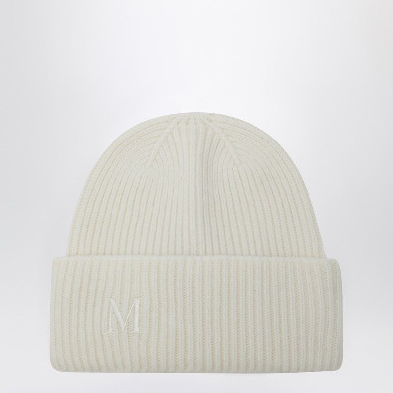 MAX MARA Cashmere Beanie with Ribbed Knit and Front Logo - One Size