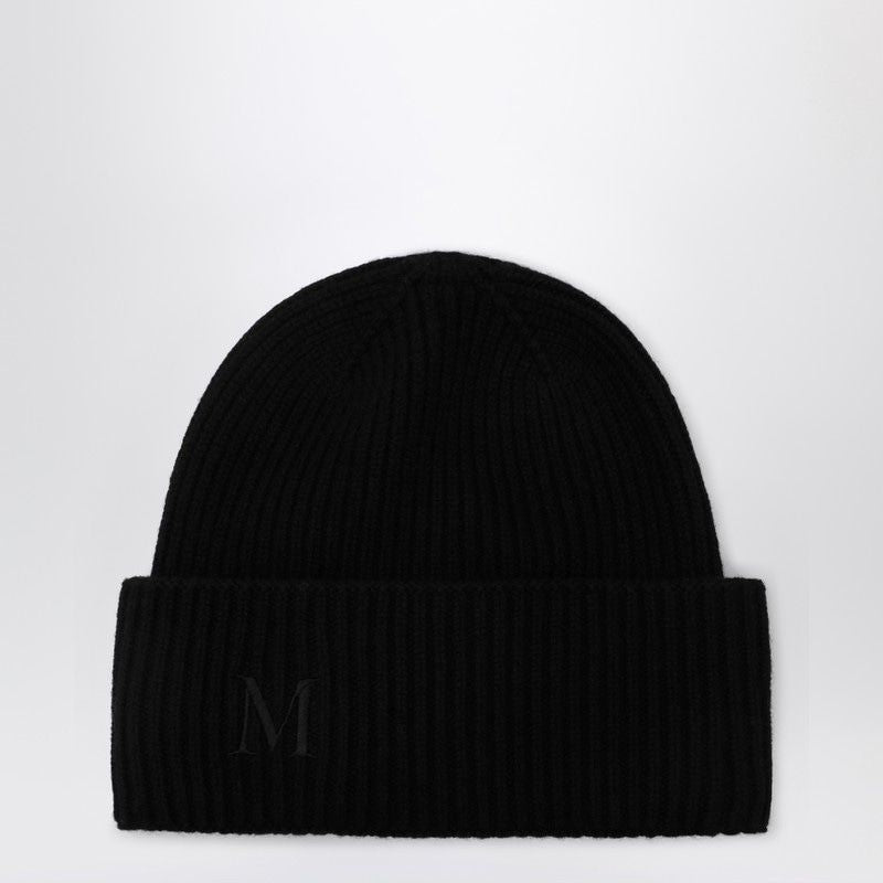 MAX MARA Cashmere Beanie with Ribbed Knit and Folded Brim