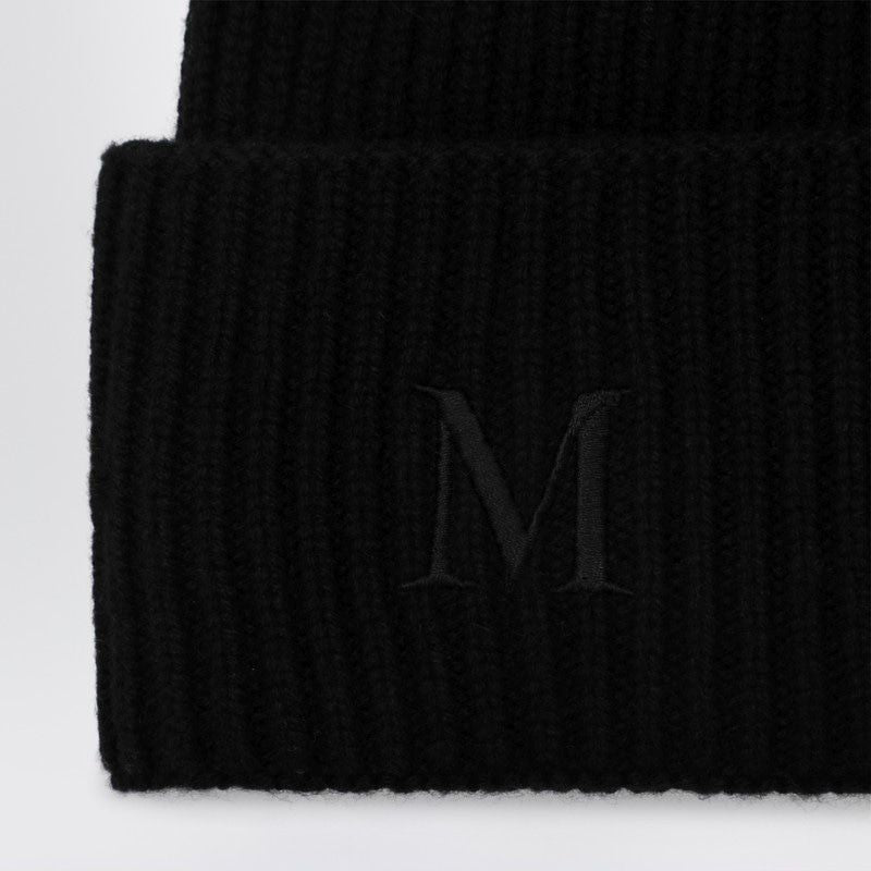 MAX MARA Cashmere Beanie with Ribbed Knit and Folded Brim