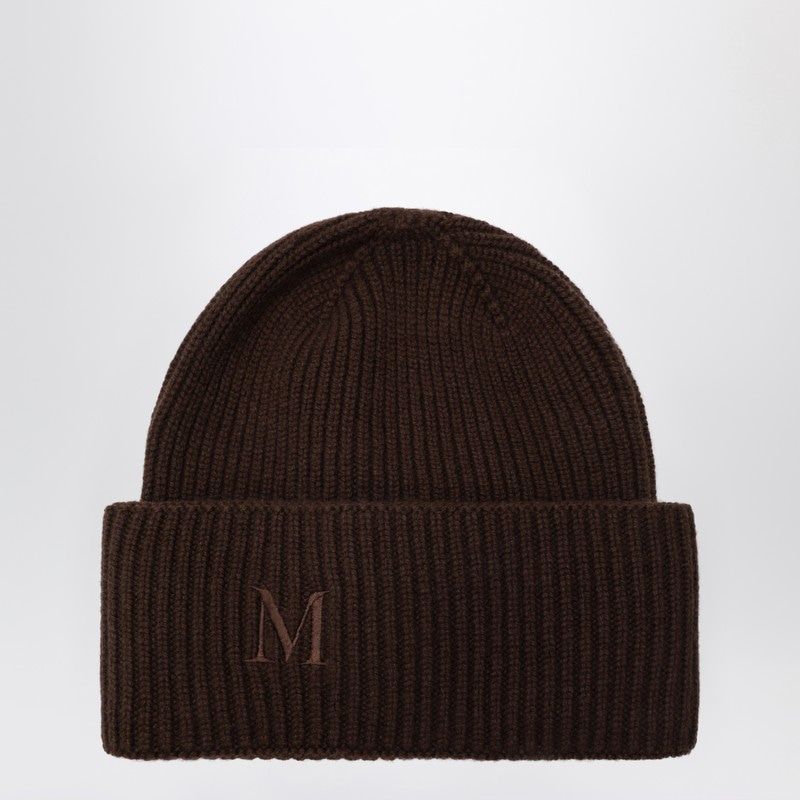 MAX MARA Cashmere Beanie with Ribbed Knit and Folded Brim