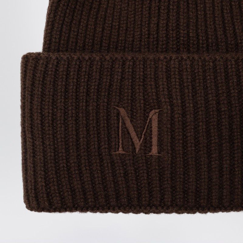 MAX MARA Cashmere Beanie with Ribbed Knit and Folded Brim
