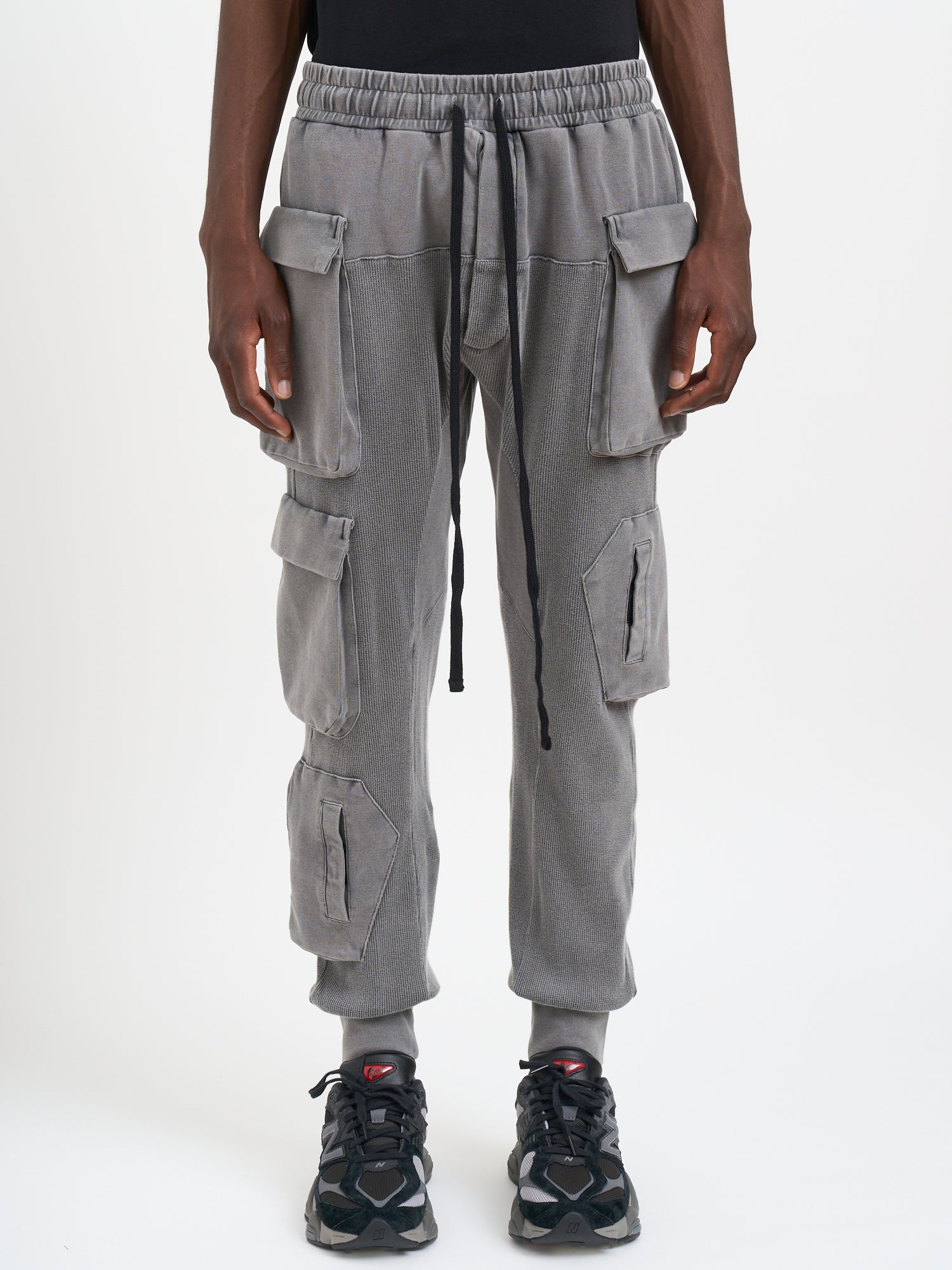 THOM KROM Men's Textured Cargo Pants with Elastic Drawstring Waist