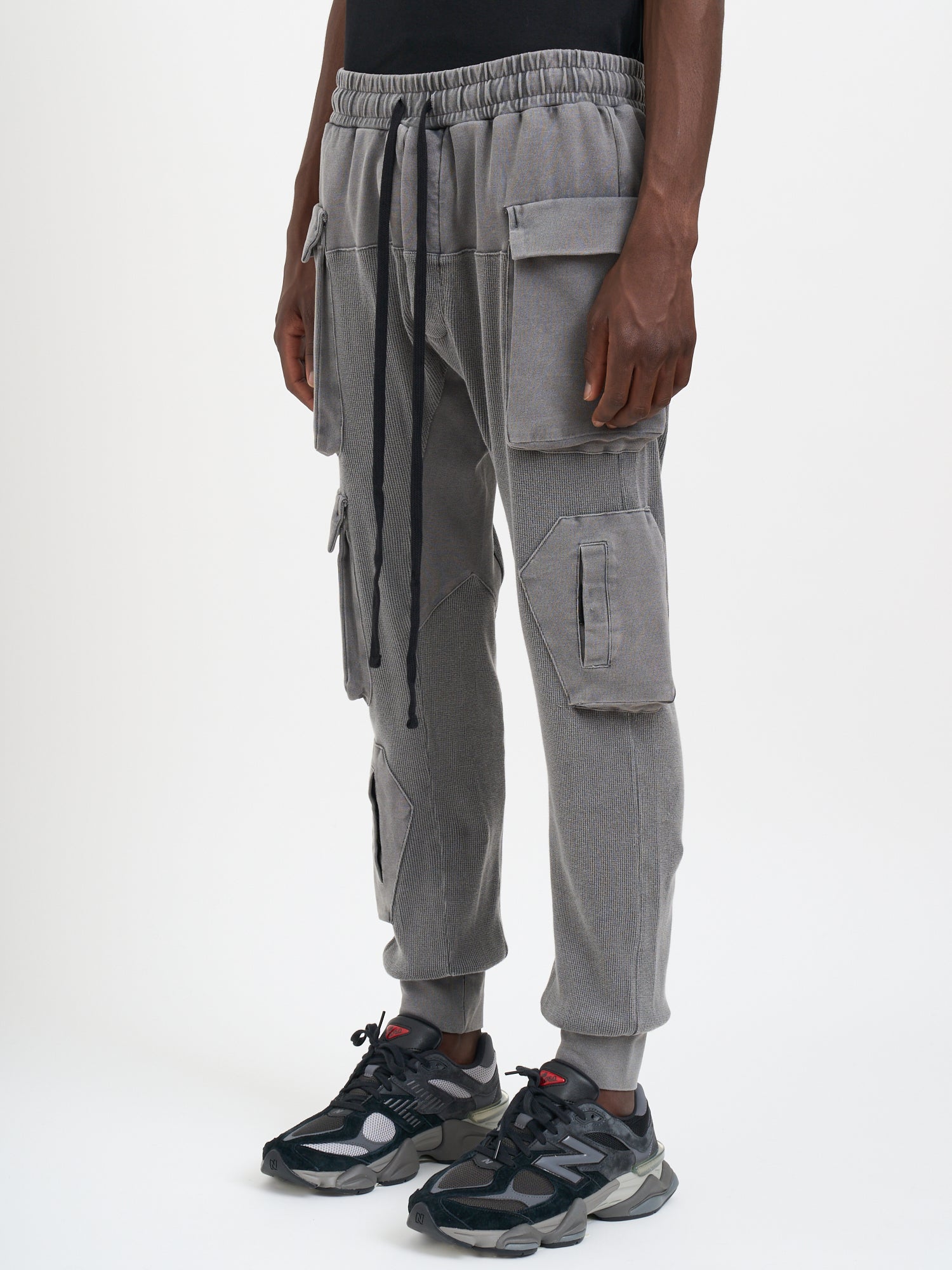 THOM KROM Men's Textured Cargo Pants with Elastic Drawstring Waist