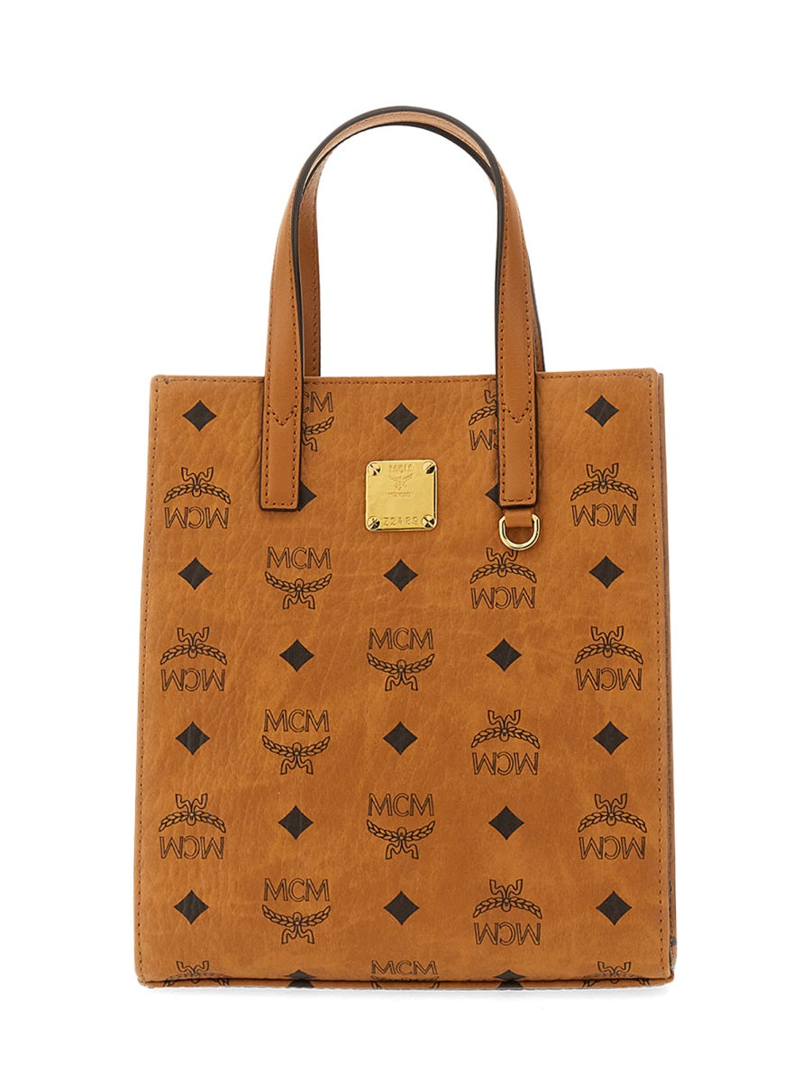 MCM Printed Canvas Unisex Shopping Handbag
