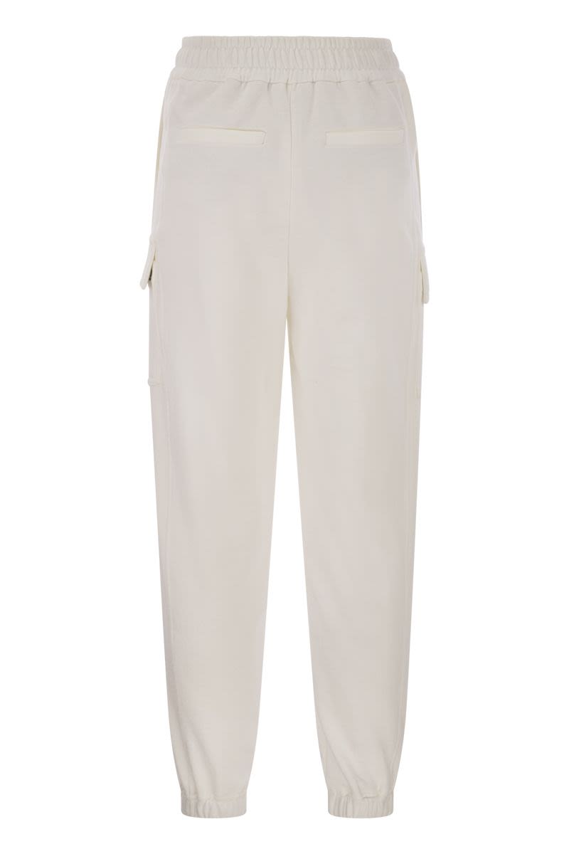 BRUNELLO CUCINELLI Smooth Cotton Fleece Cargo Pants - Women's Pull-Up Design