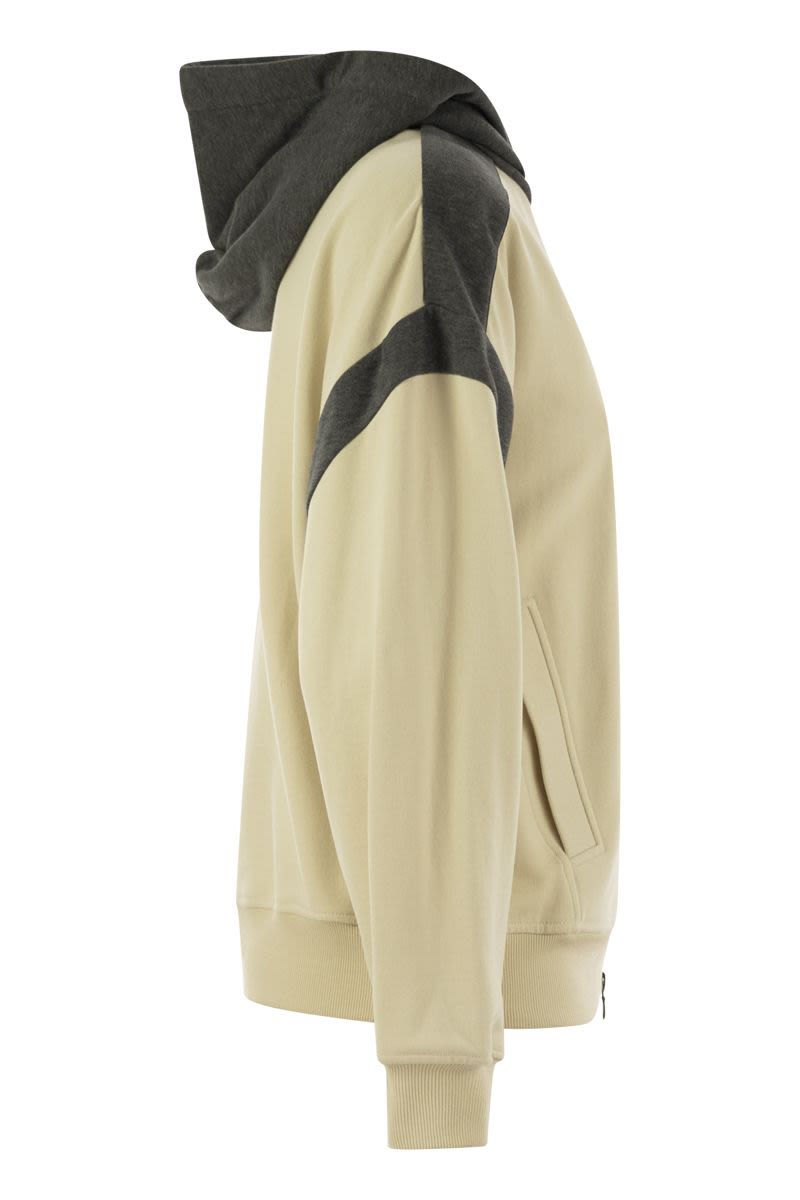 BRUNELLO CUCINELLI Smooth Cotton Fleece Topwear with Zip, Hood and Shiny Trim