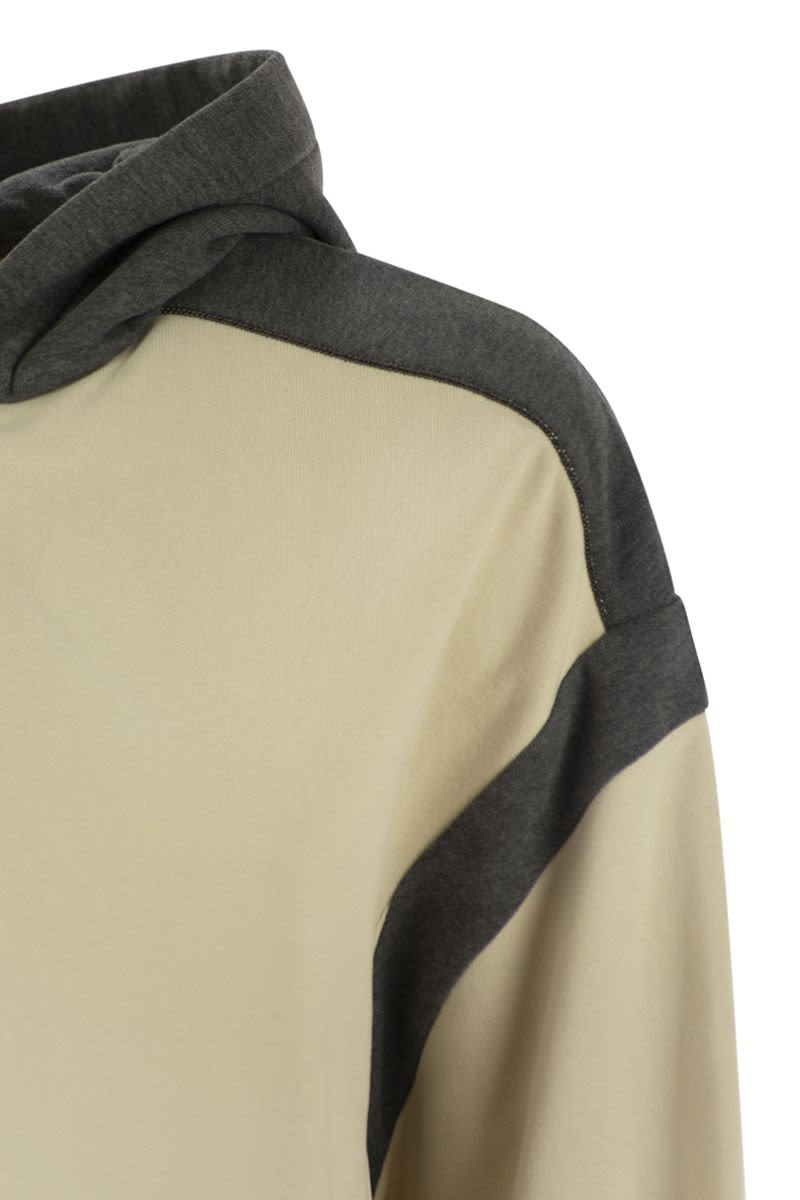 BRUNELLO CUCINELLI Smooth Cotton Fleece Topwear with Zip, Hood and Shiny Trim