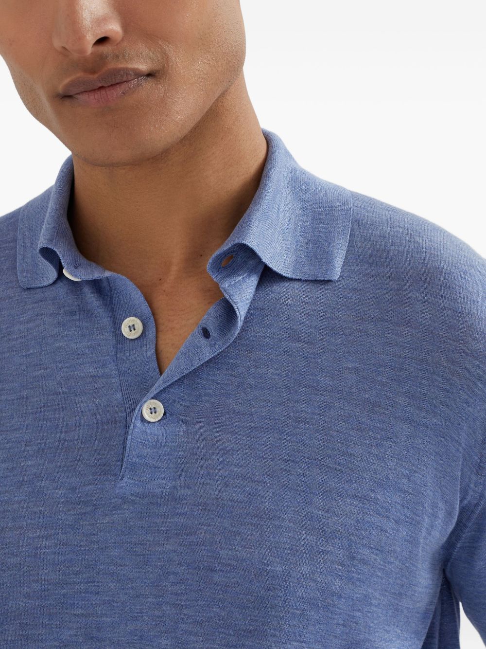 BRUNELLO CUCINELLI Men's Polo Sweater with Button Front