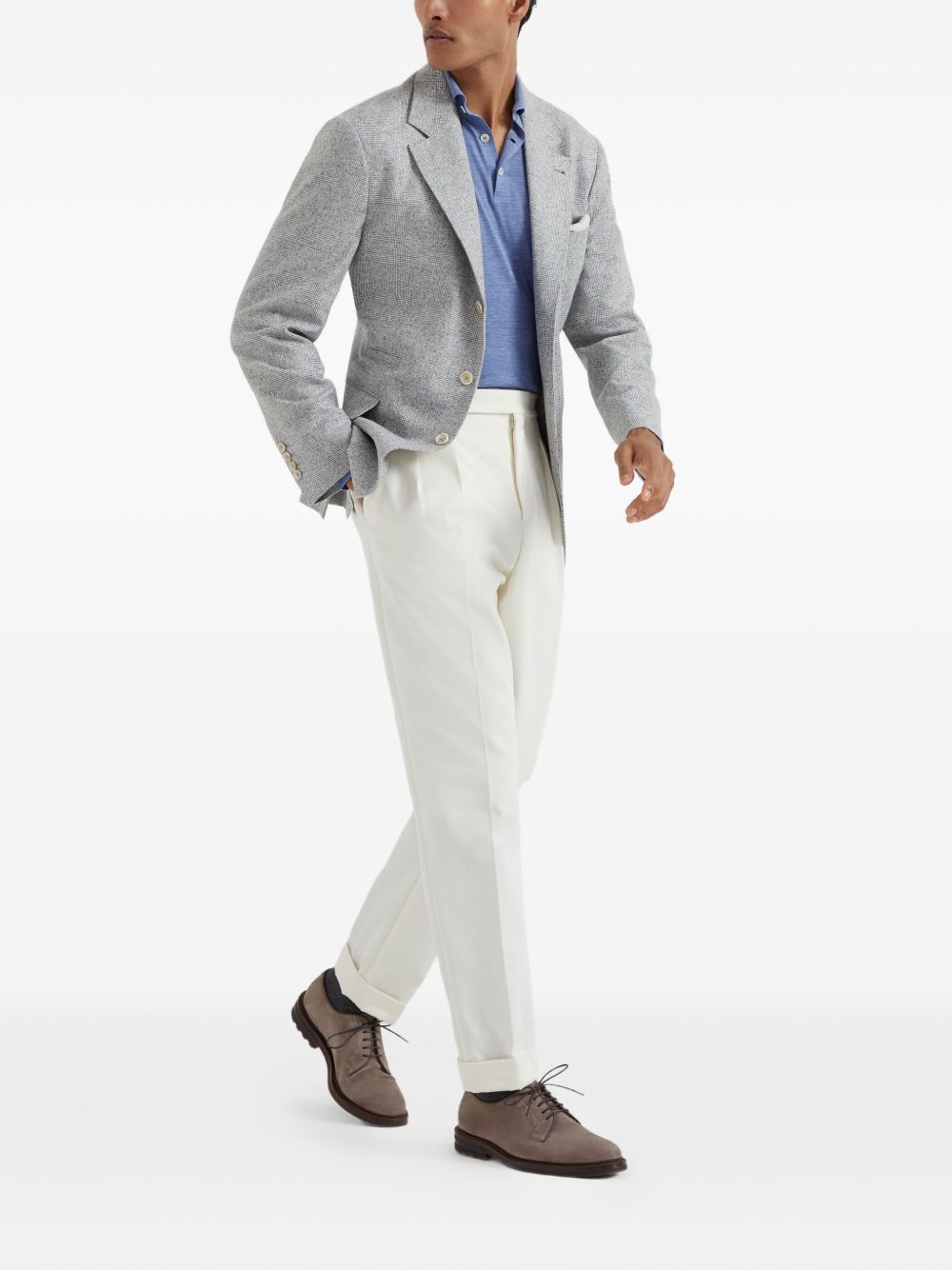 BRUNELLO CUCINELLI Men's Polo Sweater with Button Front