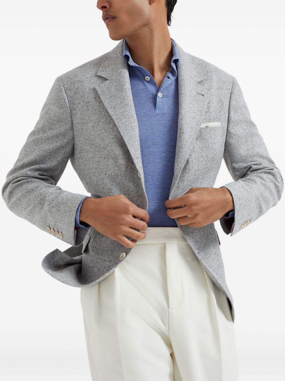 BRUNELLO CUCINELLI Men's Polo Sweater with Button Front