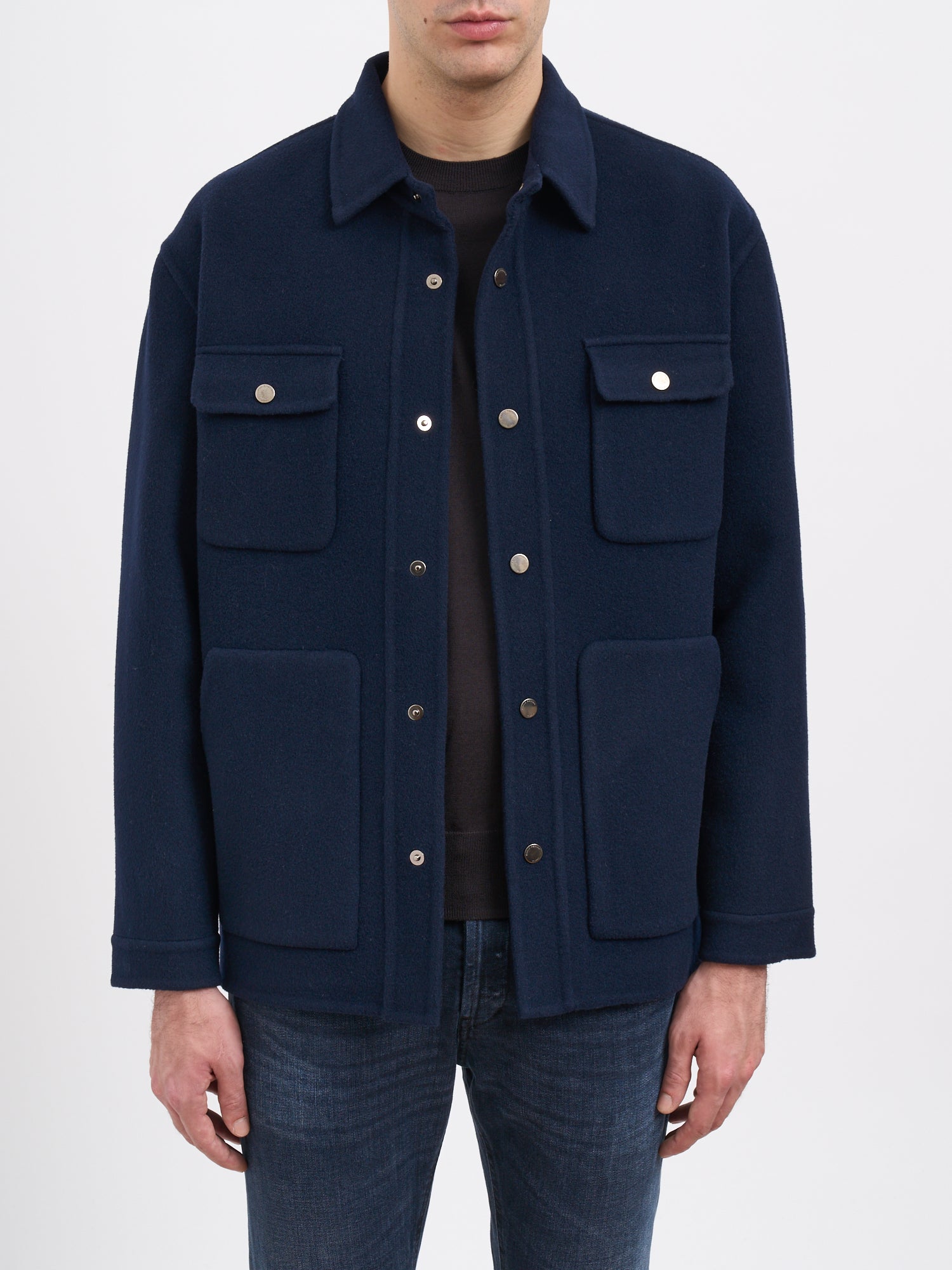 PAOLO PECORA Men's Wool Shirt Jacket - Size 48