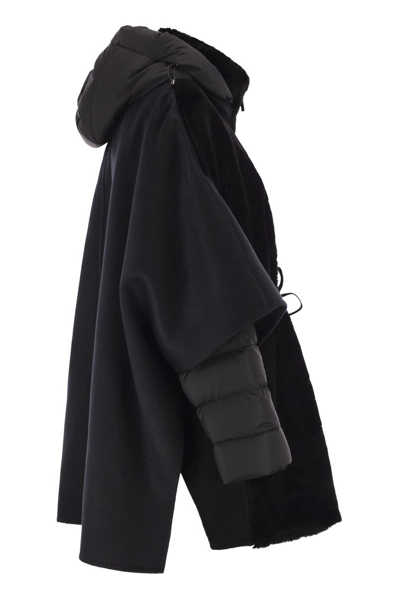 MOORER Elegant Cape-Style Sheepskin and Down Jacket