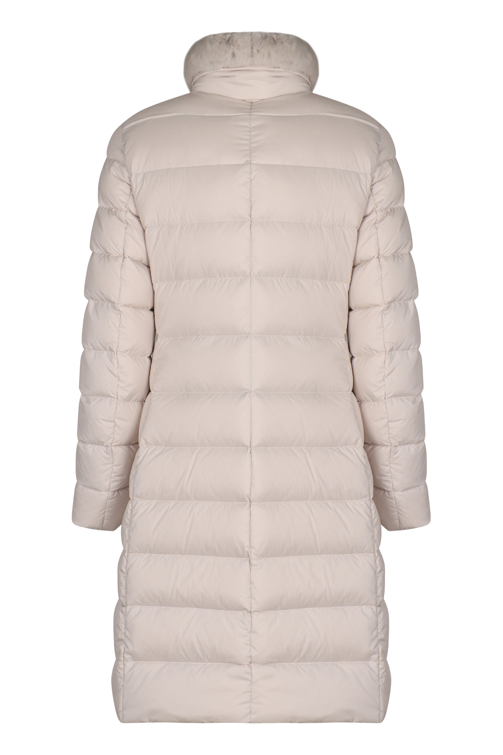 MOORER Slim Fit Long Down Jacket with Removable Fur Collar