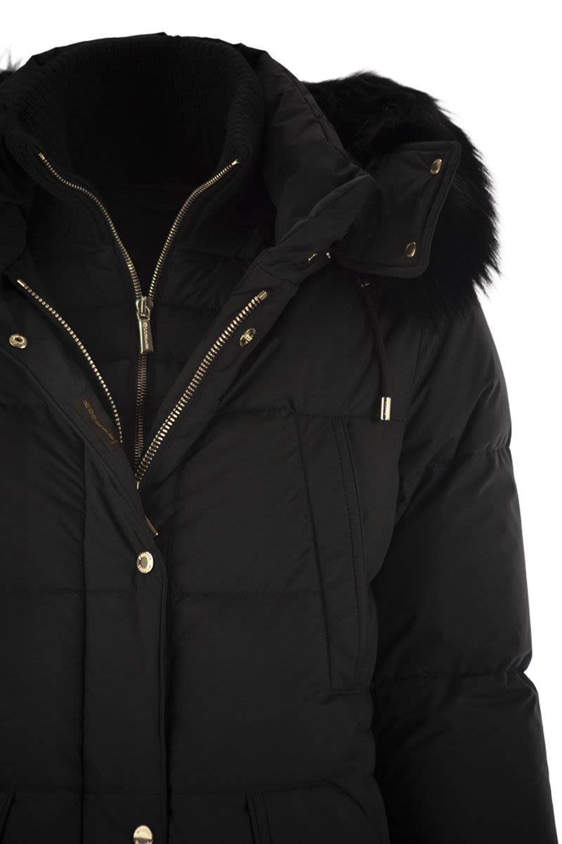 MOORER Long Down Jacket with Hood