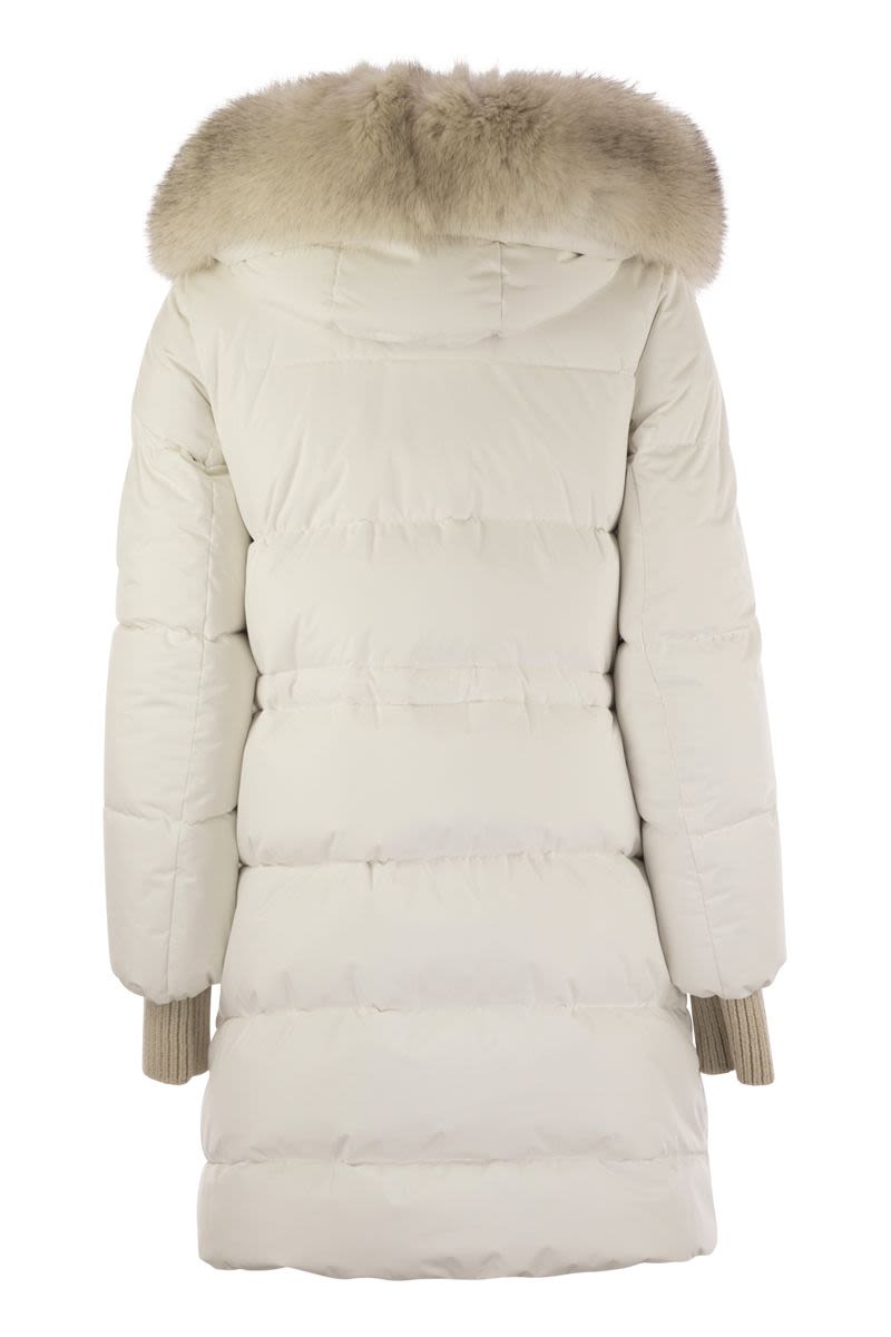 MOORER Long Down Jacket with Detachable Hood for Women