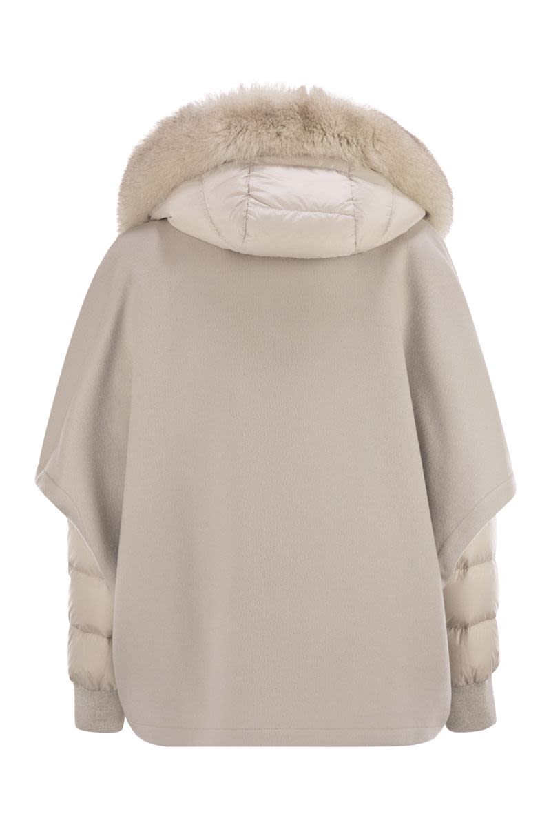 MOORER Versatile Mini Cape with Detachable Hooded Down Jacket