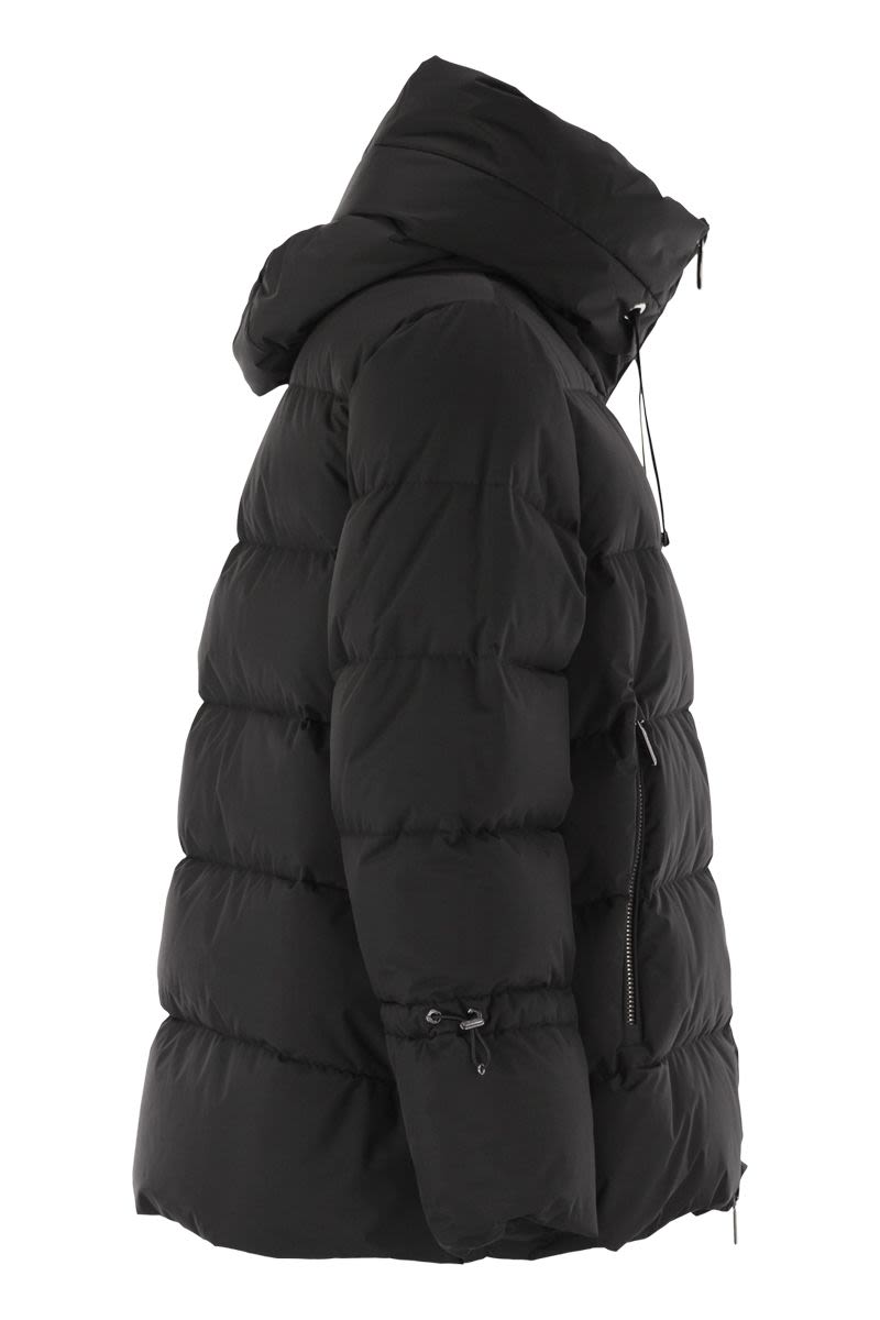 MOORER Women's Large Boucle Quilted Hooded Down Jacket