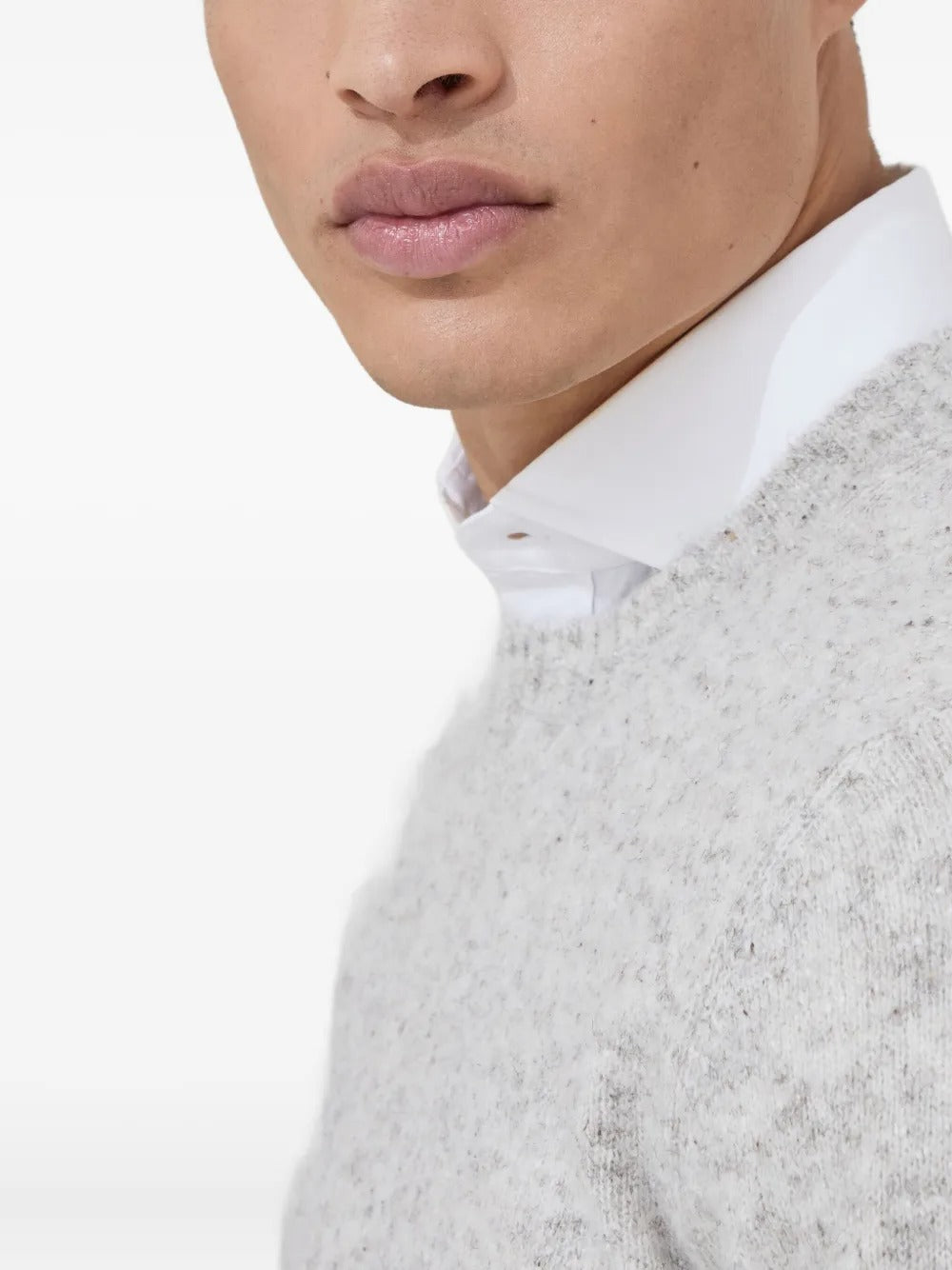 BRUNELLO CUCINELLI Irregular Coloration Flecked Alpaca Sweater for Men