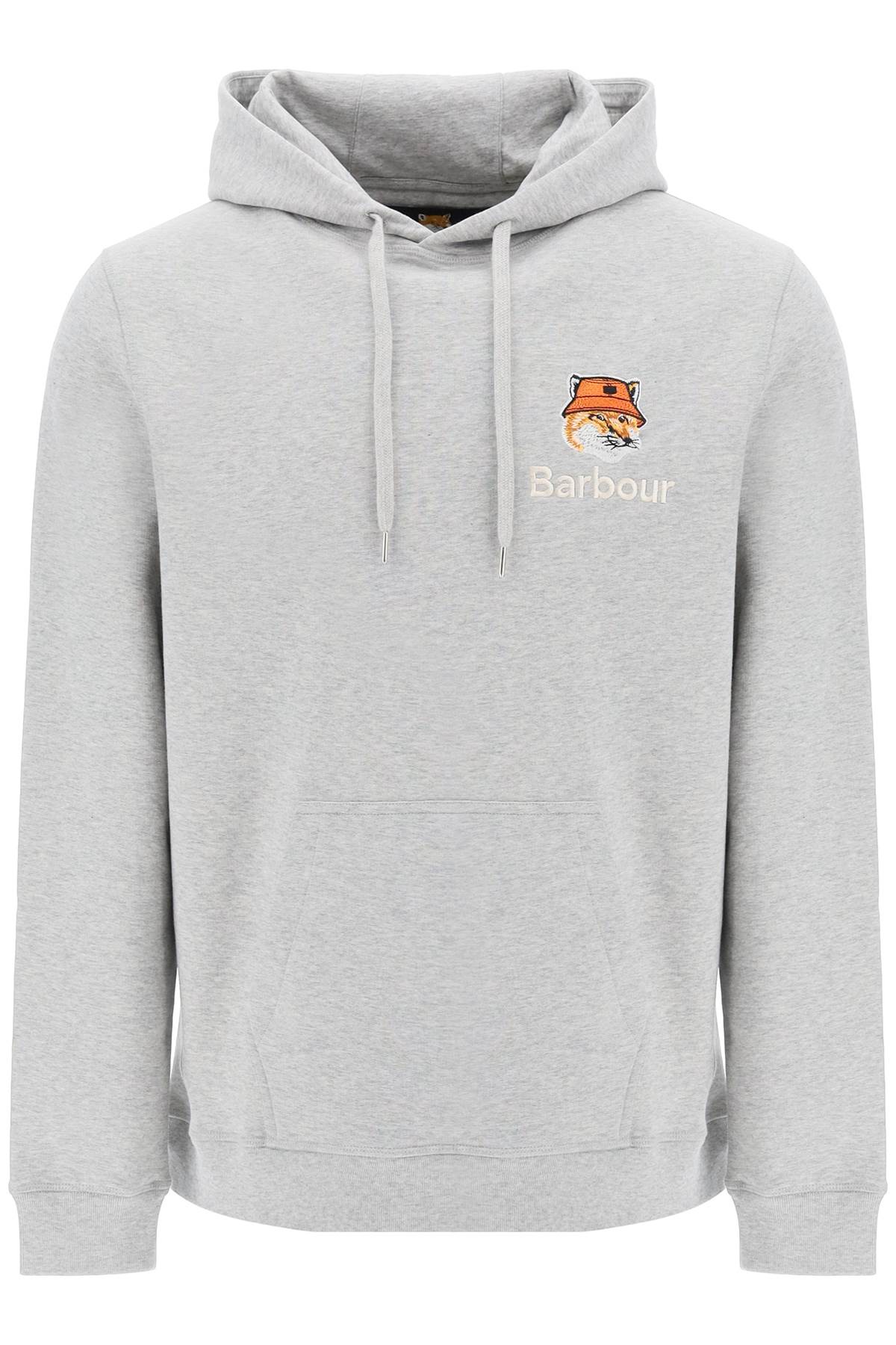 BARBOUR X MAISON KITSUNE Regular Fit Hoodie with Fox Head Design - Size L