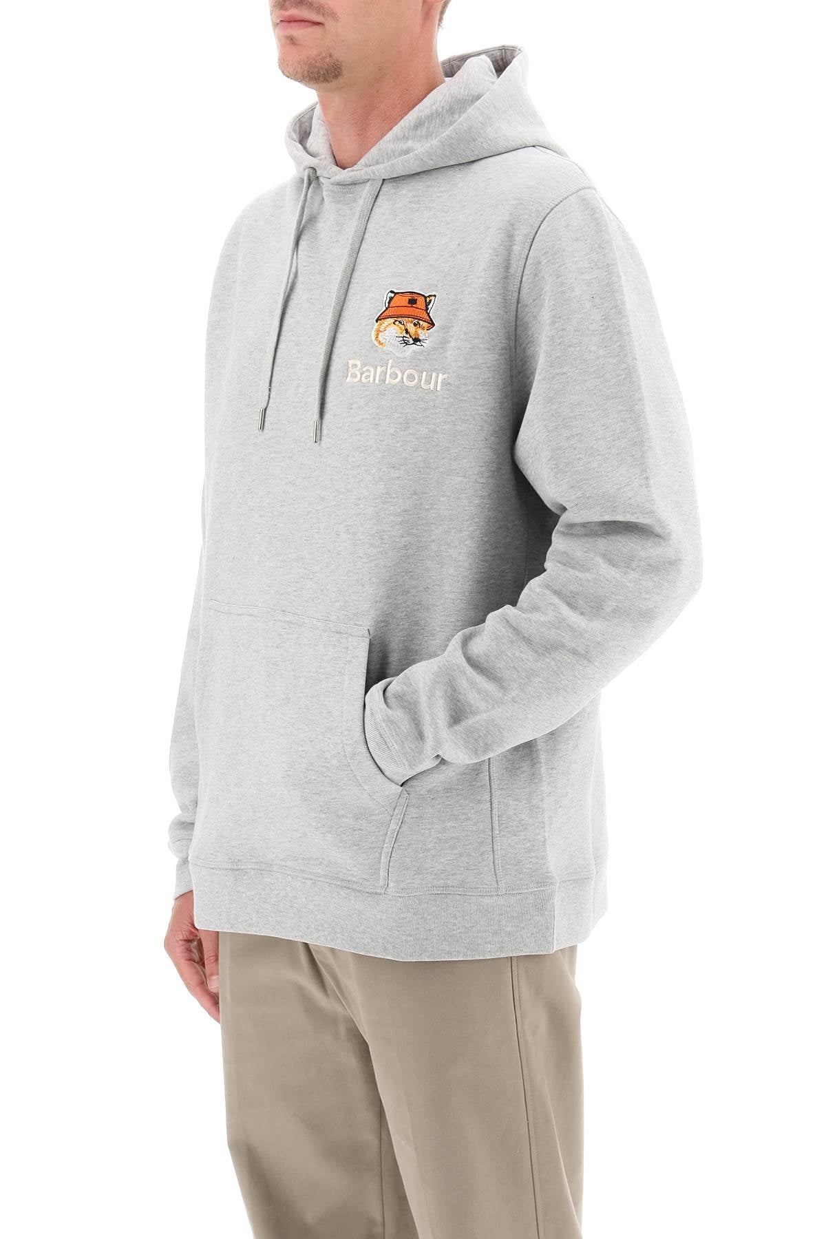 BARBOUR X MAISON KITSUNE Regular Fit Hoodie with Fox Head Design - Size L