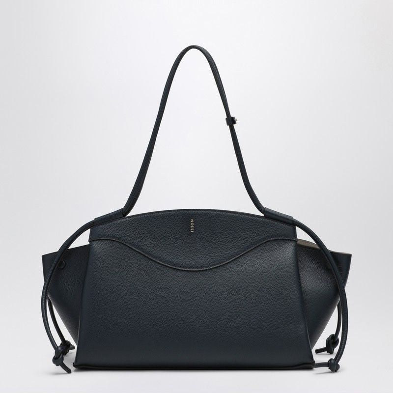 NOESI Elegant Grained Leather Handbag with Tubular Handles