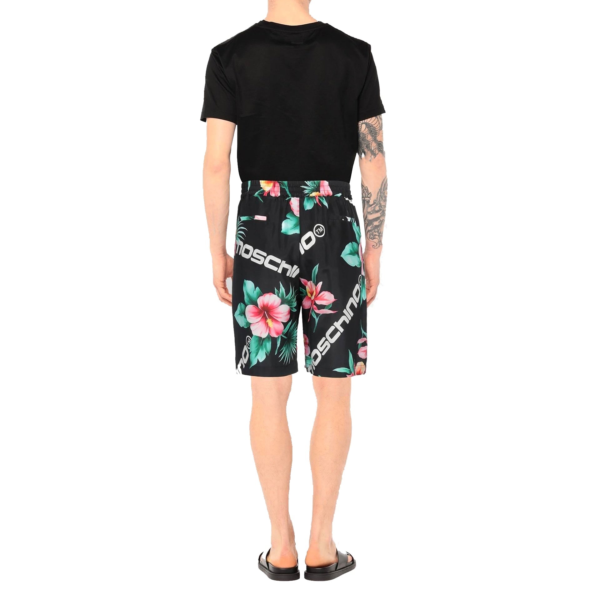 MOSCHINO COUTURE Floral Print Silk Mini Shorts for Men
