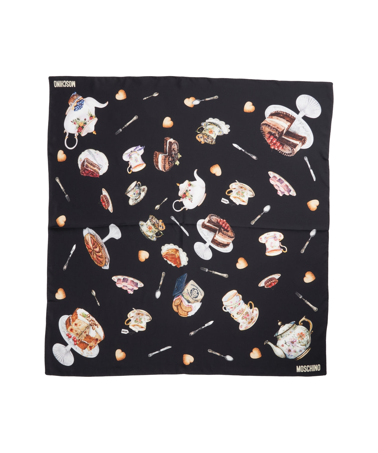 MOSCHINO Silk Scarf with Playful Print and 90 x 90 cm Dimensions