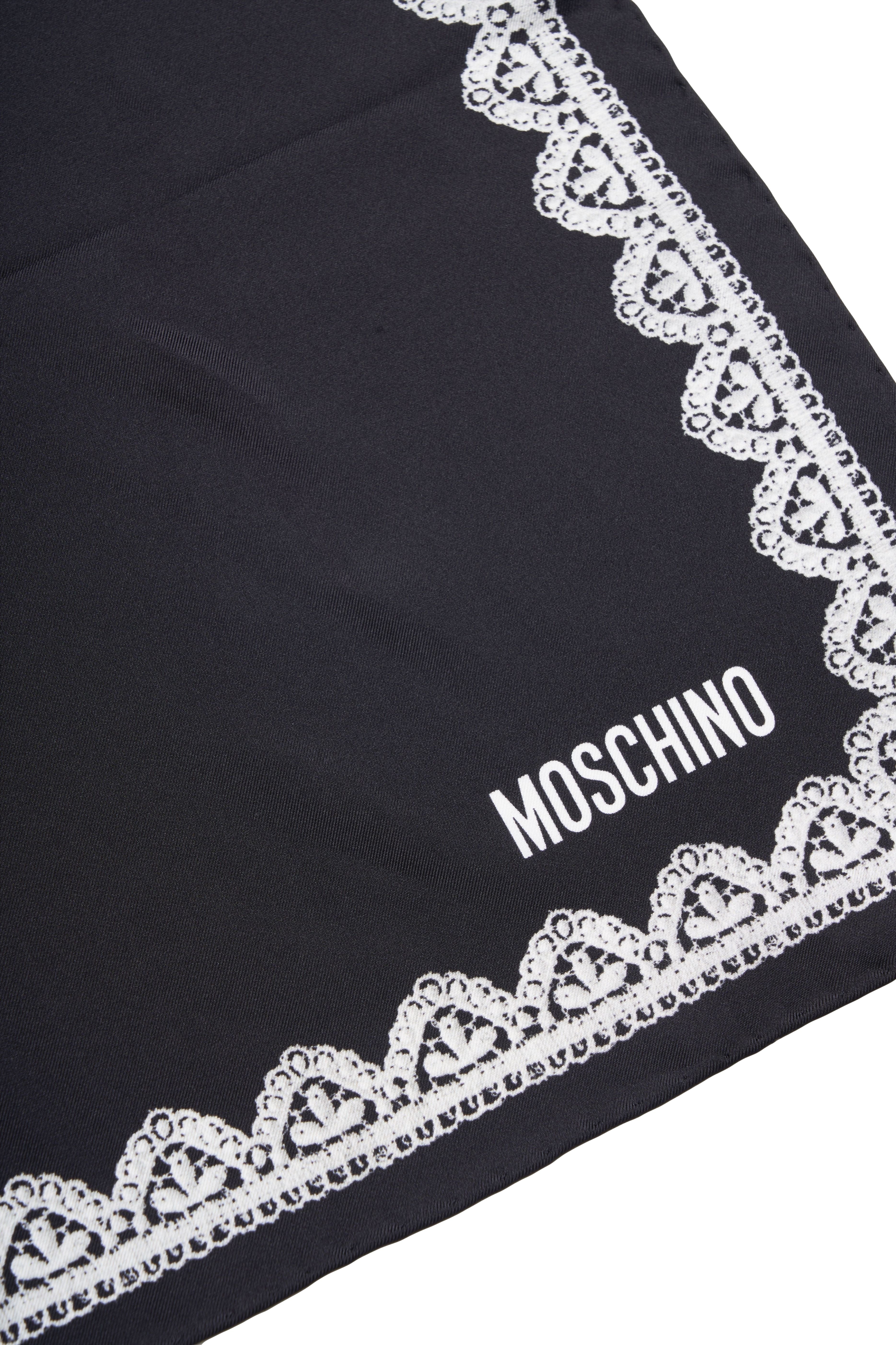 MOSCHINO Silk Scarf with Elegant Lace Design (175 x 35 cm)