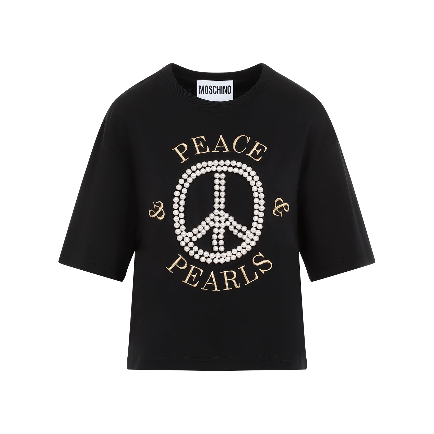 MOSCHINO Stunning Pearl Embellished T-Shirt for Women