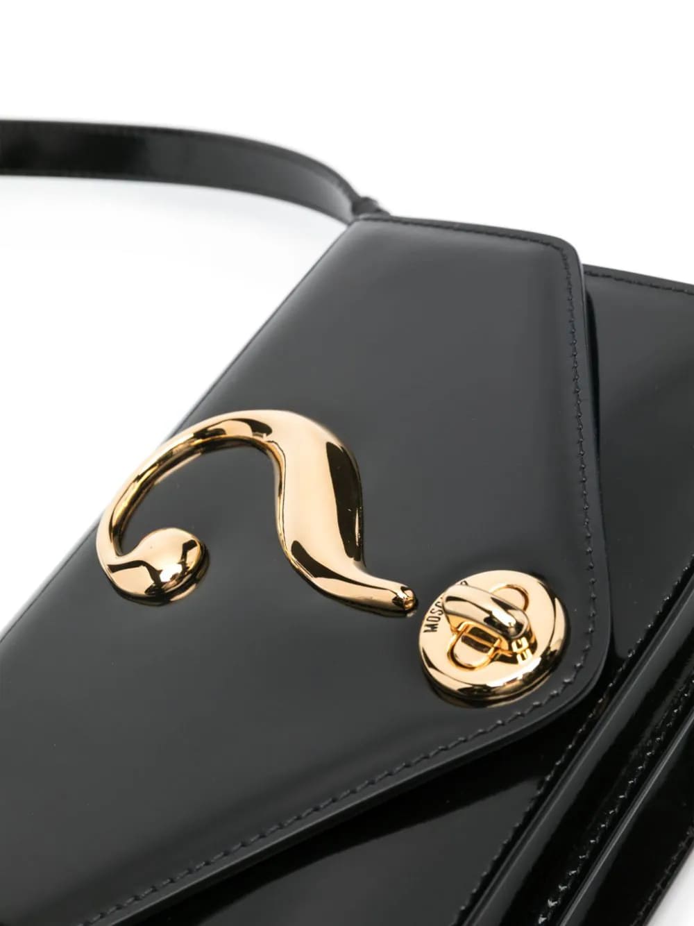 MOSCHINO Mini Glossy Handbag with Question Mark Plaque