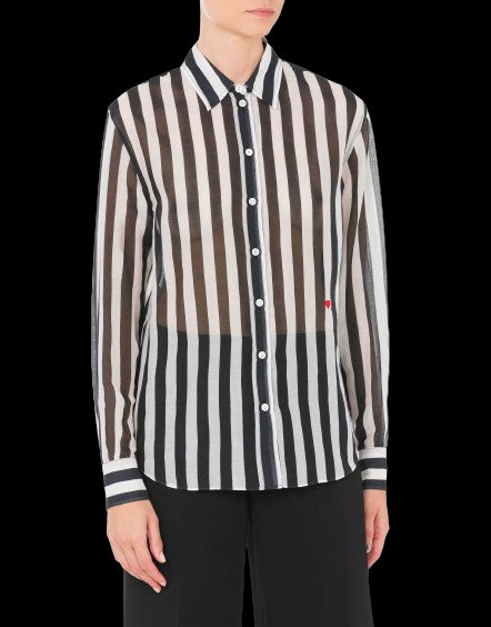 MOSCHINO Chic Striped Shirt with Heart Embroidery