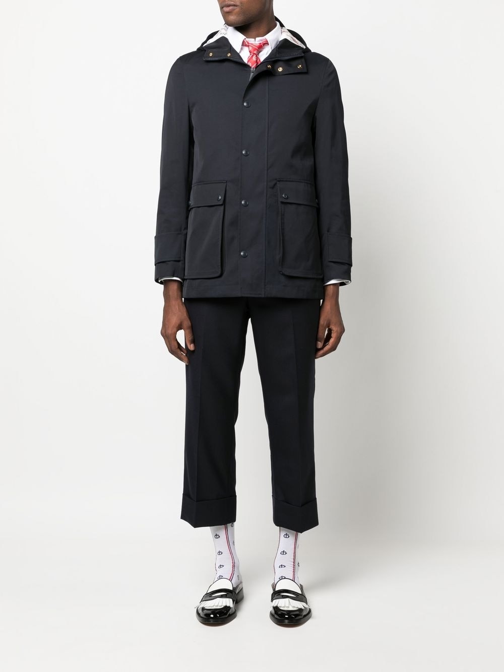 THOM BROWNE Simplified Snap Front Rain Parka Jacket
