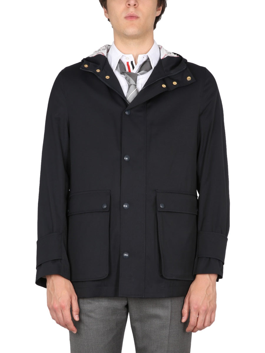 THOM BROWNE High Neck Hooded Parka Jacket for Men